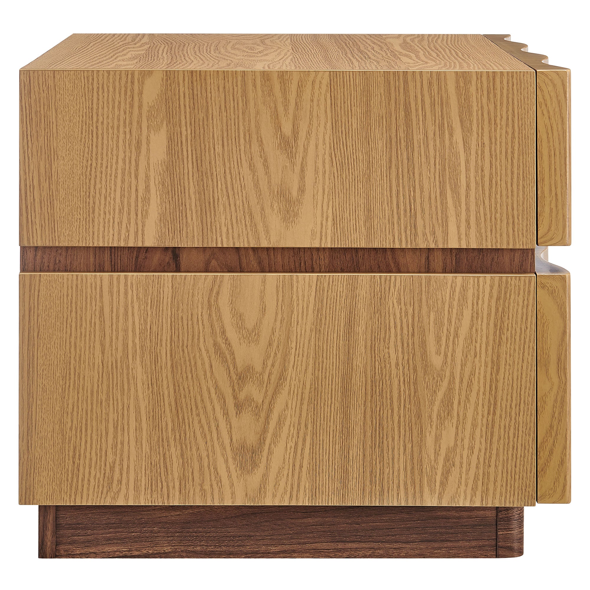 Isola 2 Drawer Nightstand, Light Oak Walnut