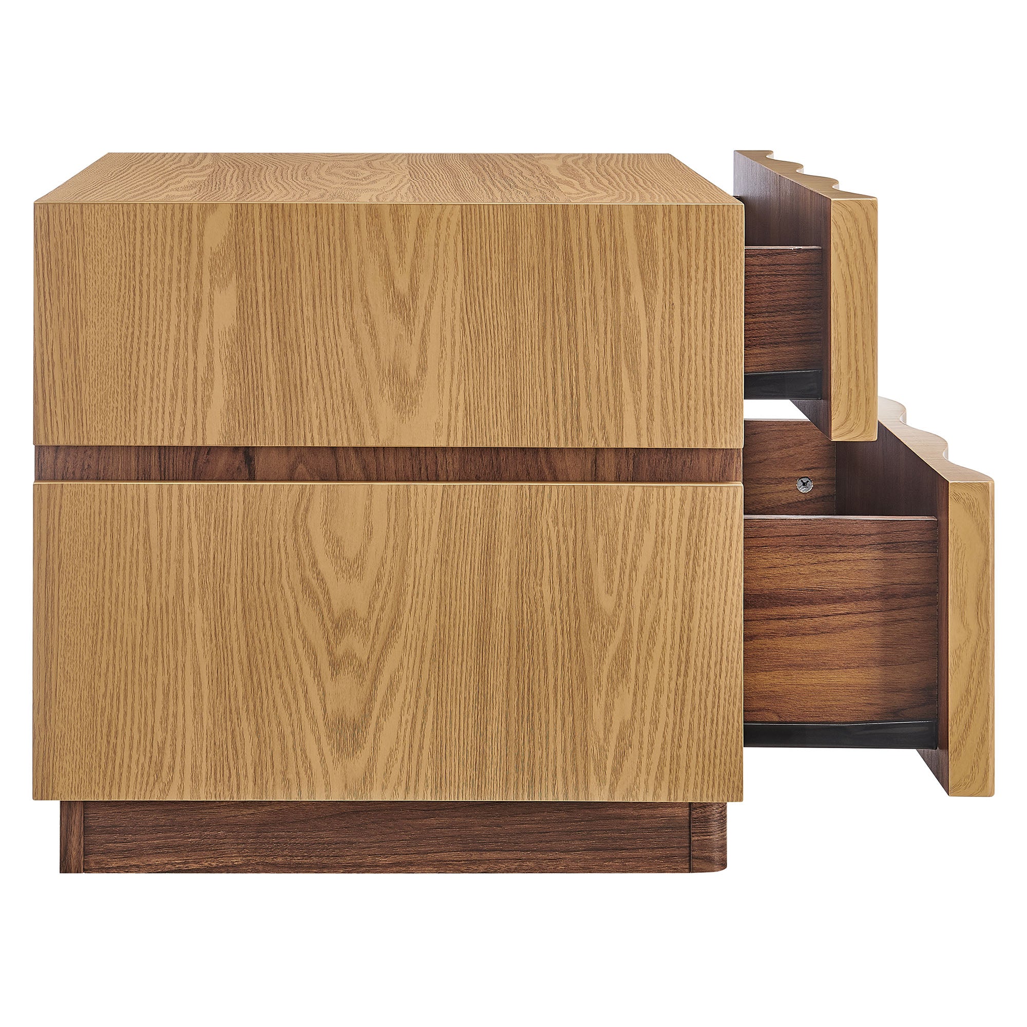 Isola 2 Drawer Nightstand, Light Oak Walnut