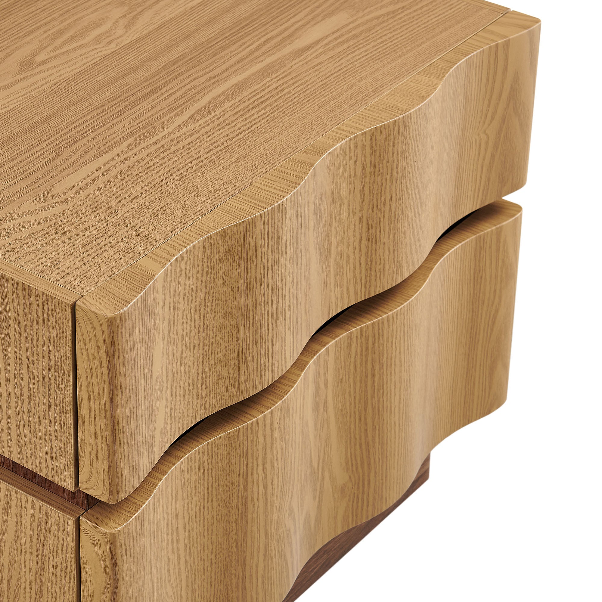 Isola 2 Drawer Nightstand, Light Oak Walnut