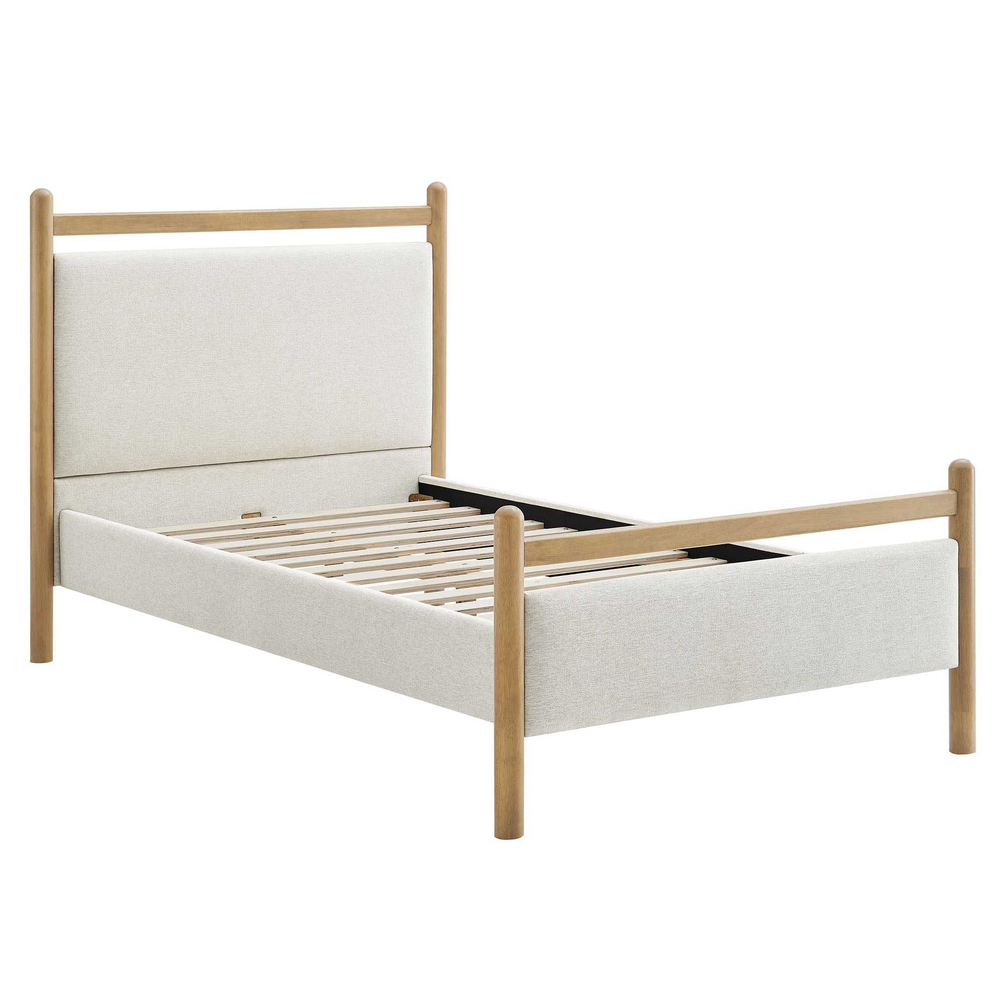 Ginny Twin Size Platform Bed Frame, Light Oak Heathered Ivory