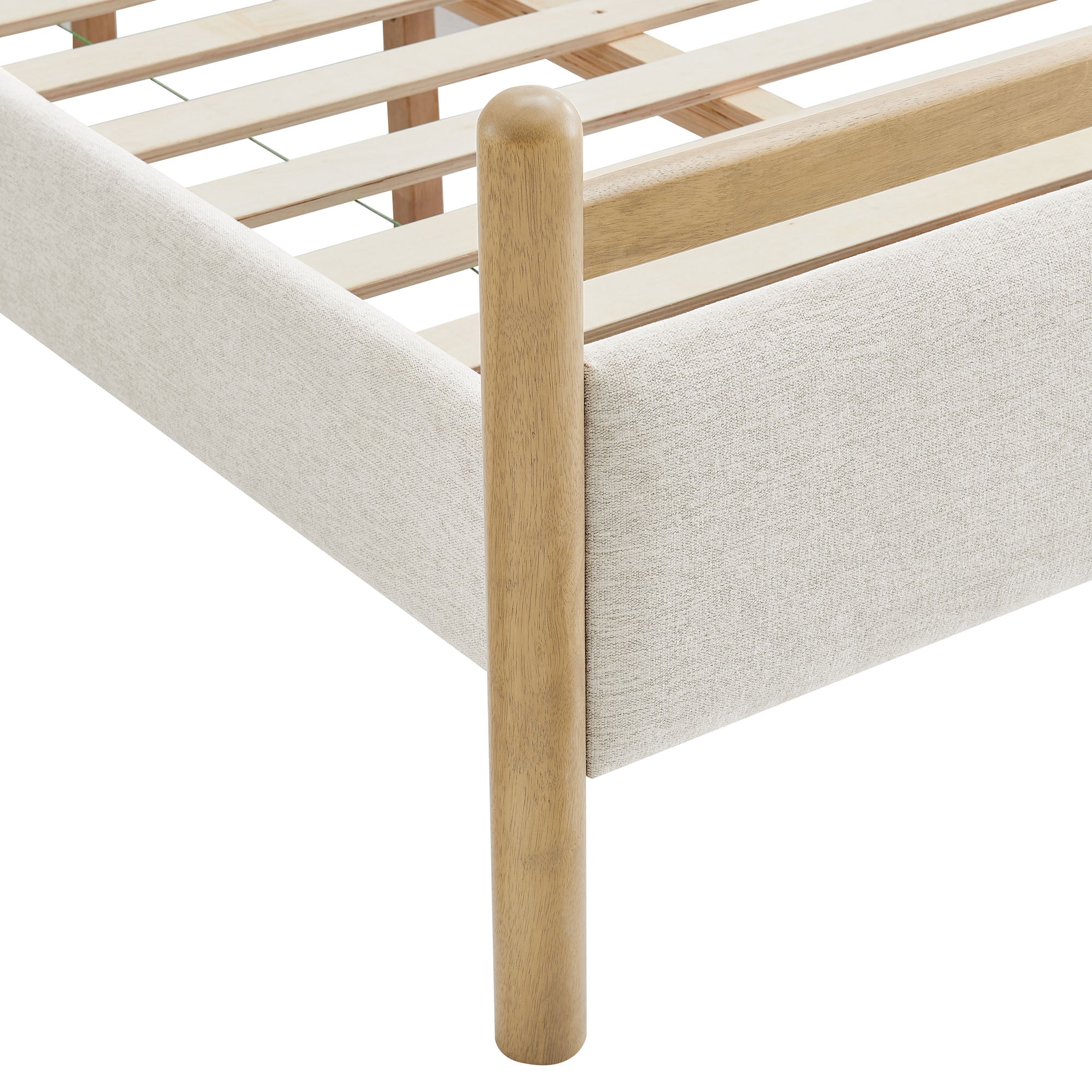 Ginny Twin Size Platform Bed Frame, Light Oak Heathered Ivory