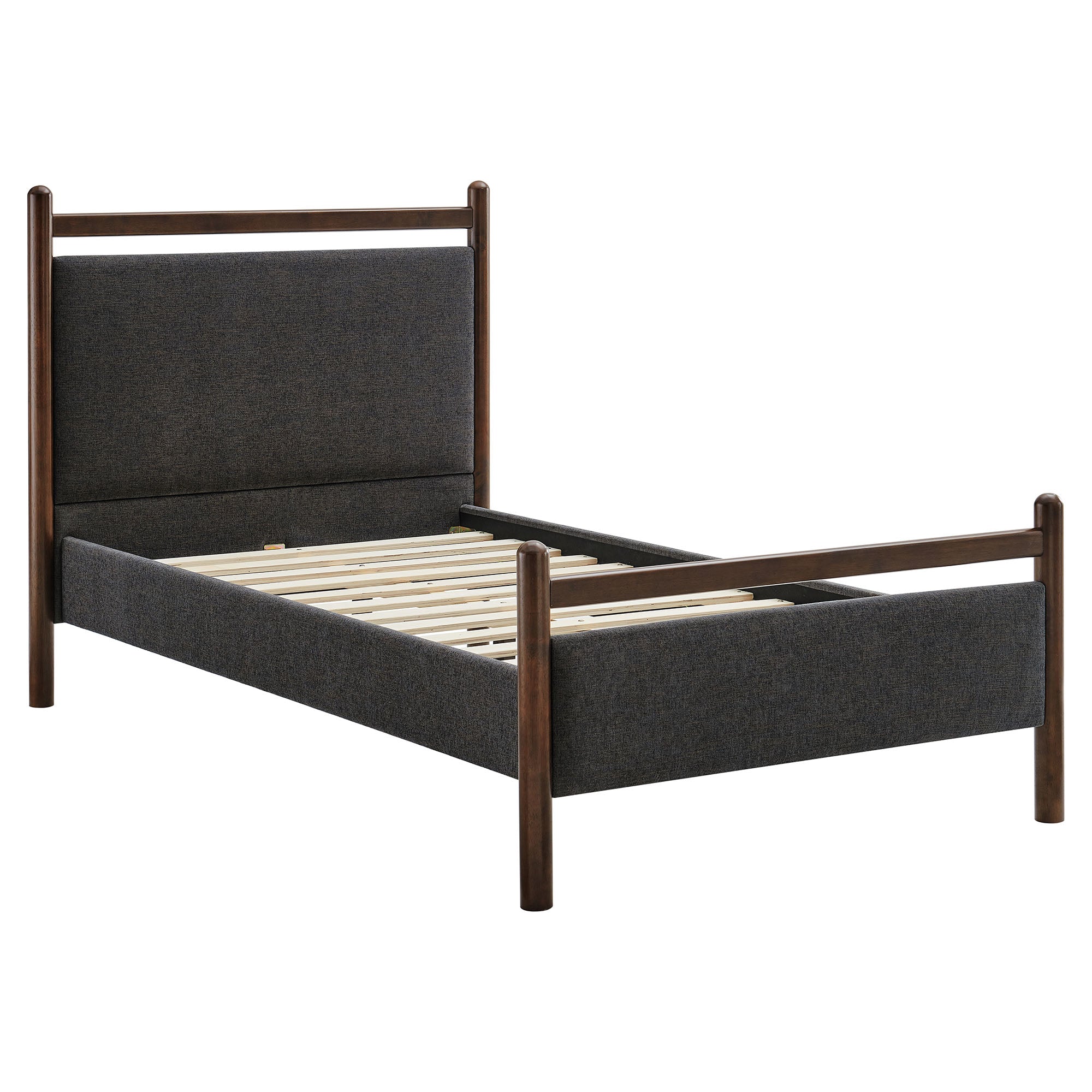 Ginny Twin Size Platform Bed Frame, Wenge Heathered Dark Gray