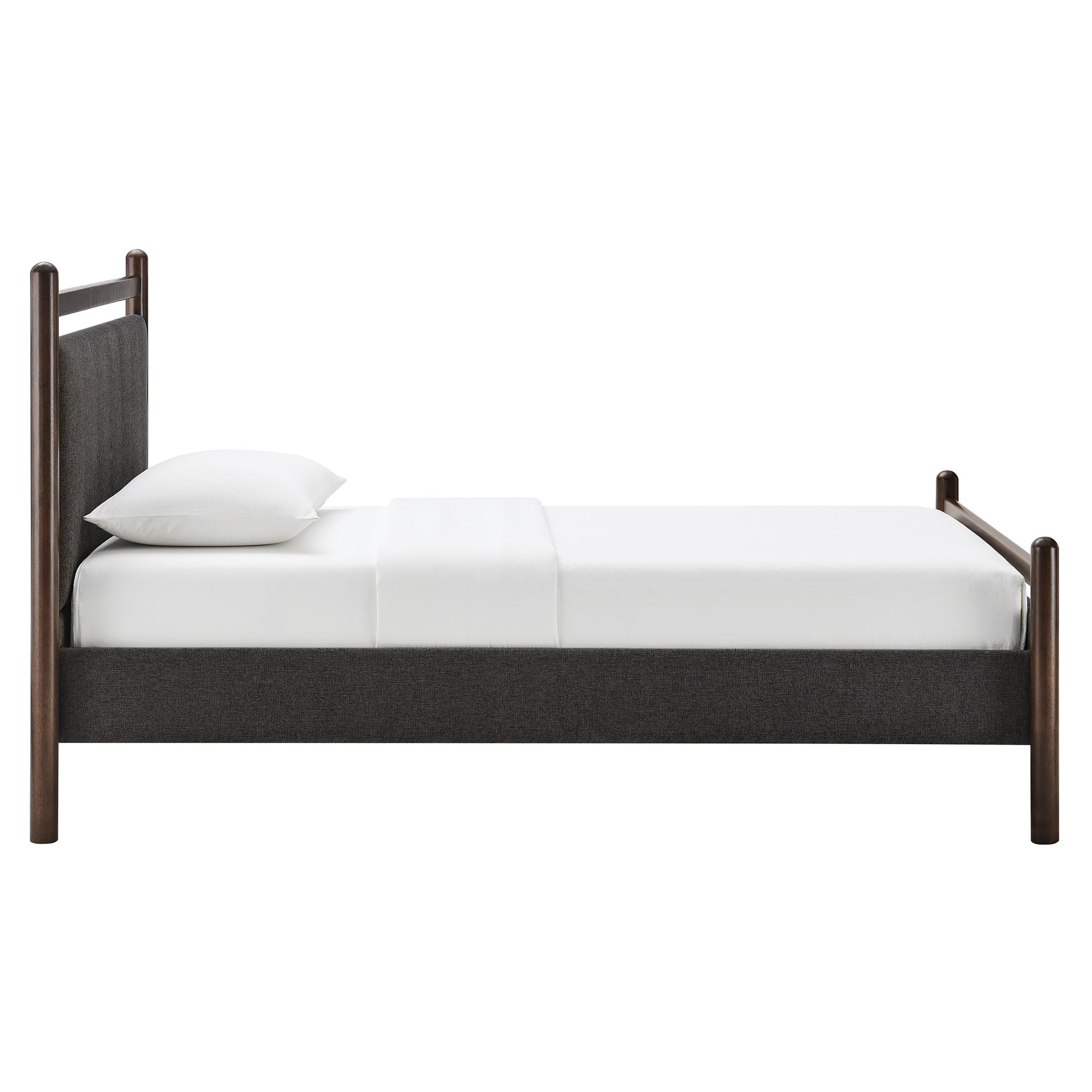 Ginny Twin Size Platform Bed Frame, Wenge Heathered Dark Gray