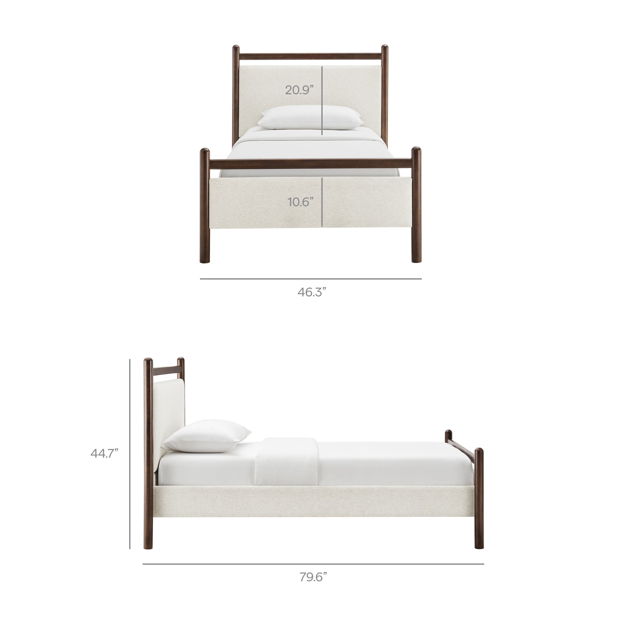 Ginny Twin Size Platform Bed Frame, Wenge Heathered Ivory
