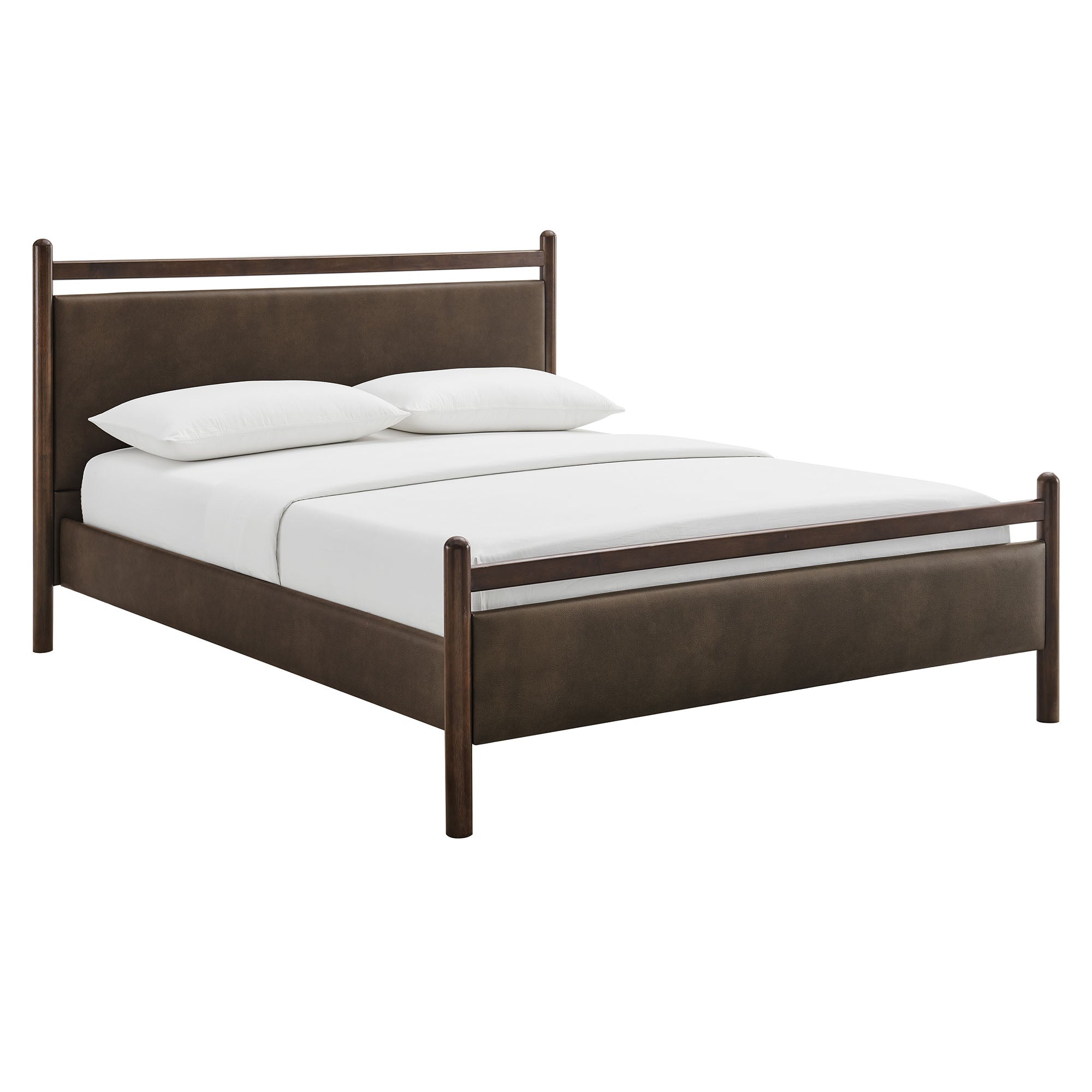 Ginny Full Size Vegan Leather Platform Bed Frame, Wenge Mushroom