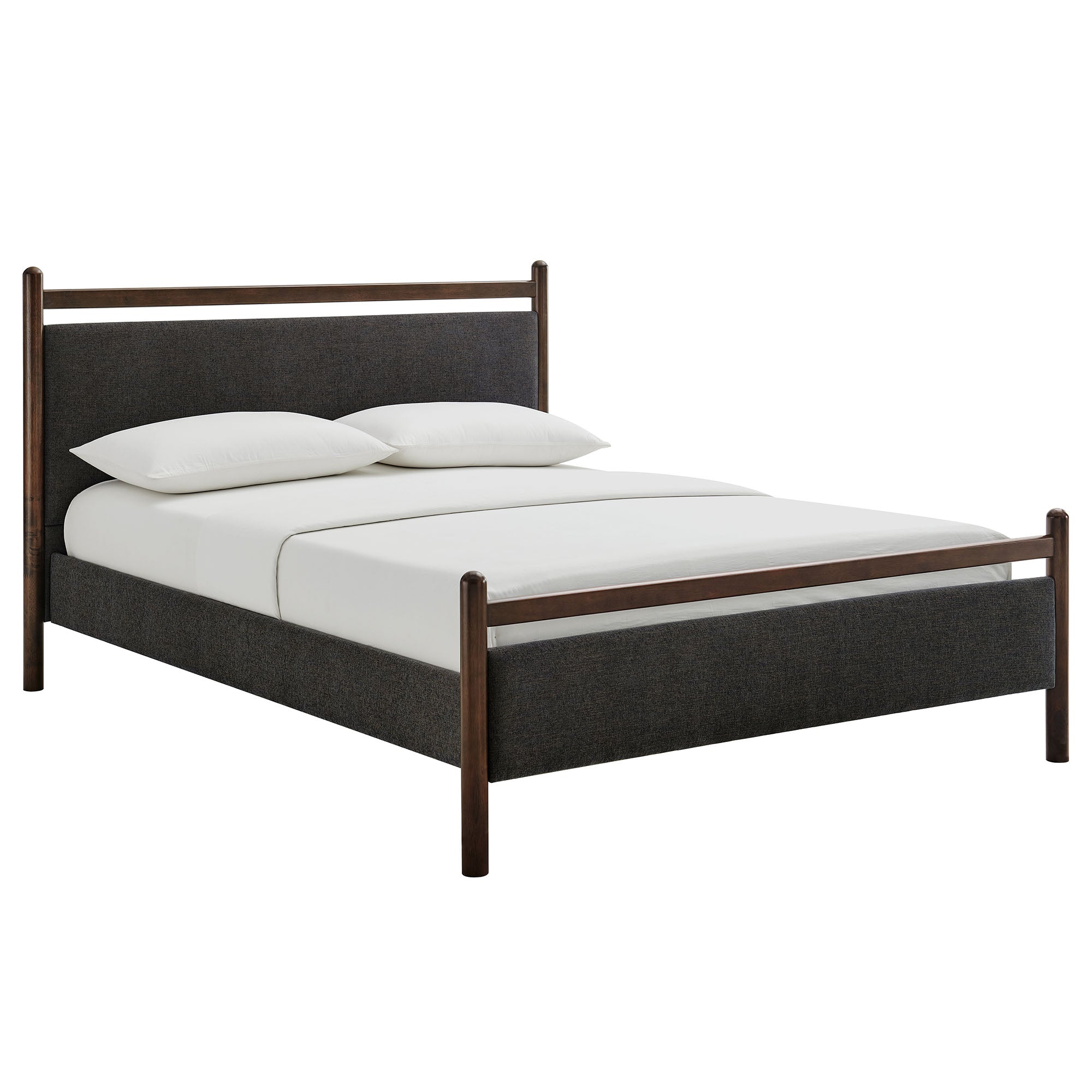 Ginny Queen Size Platform Bed Frame, Wenge Heathered Dark Gray