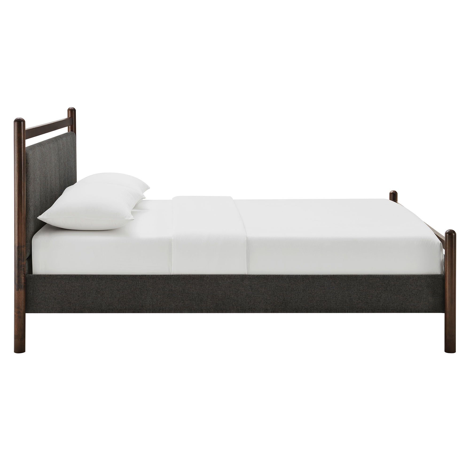 Ginny Queen Size Platform Bed Frame, Wenge Heathered Dark Gray