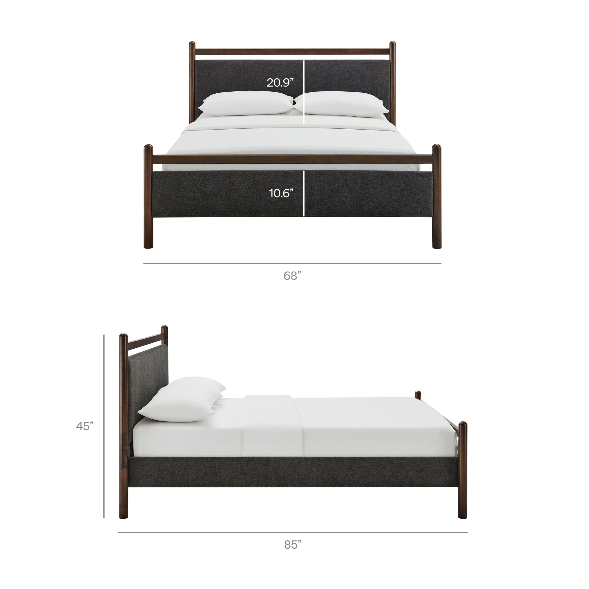 Ginny Queen Size Platform Bed Frame, Wenge Heathered Dark Gray