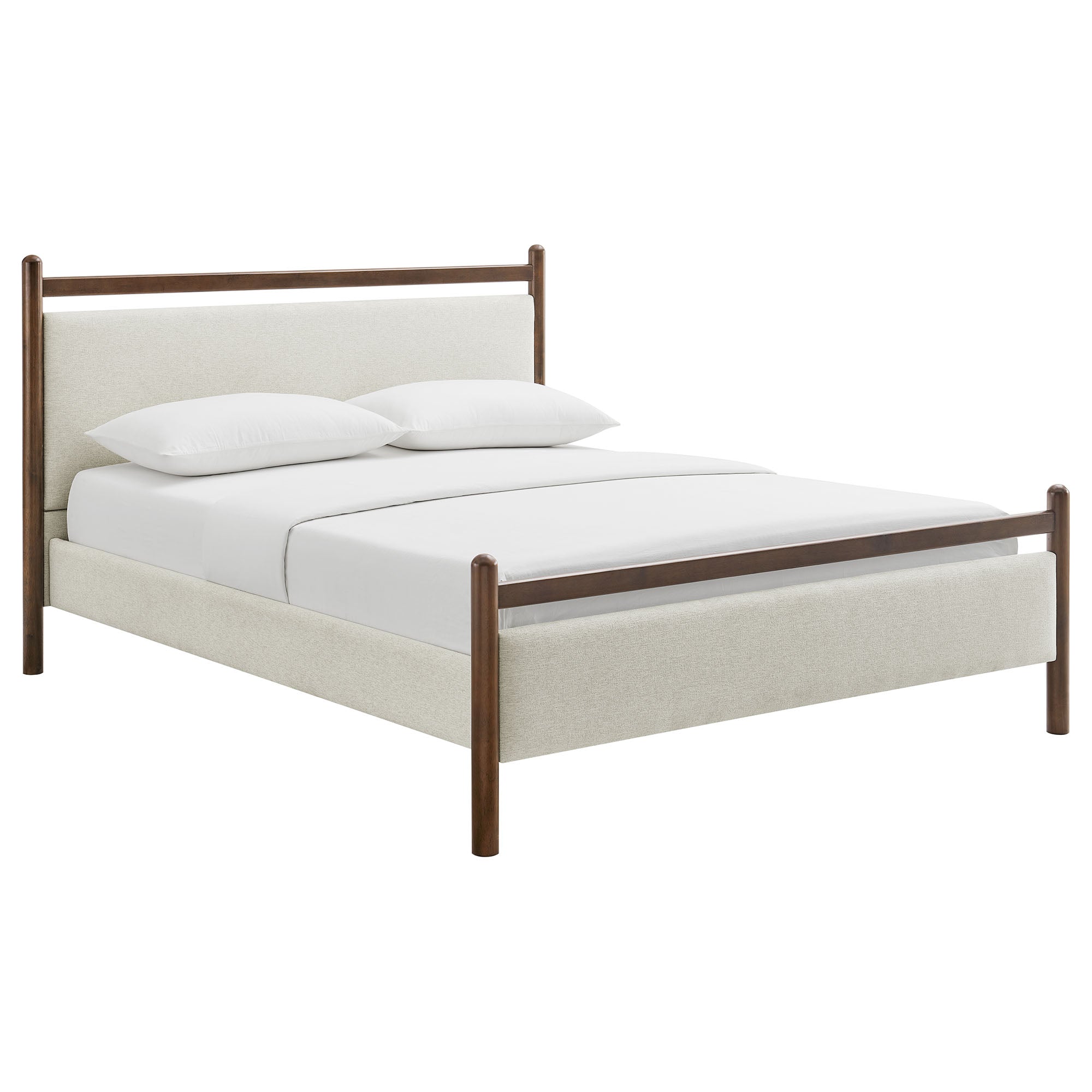 Ginny Queen Size Platform Bed Frame, Wenge Heathered Ivory