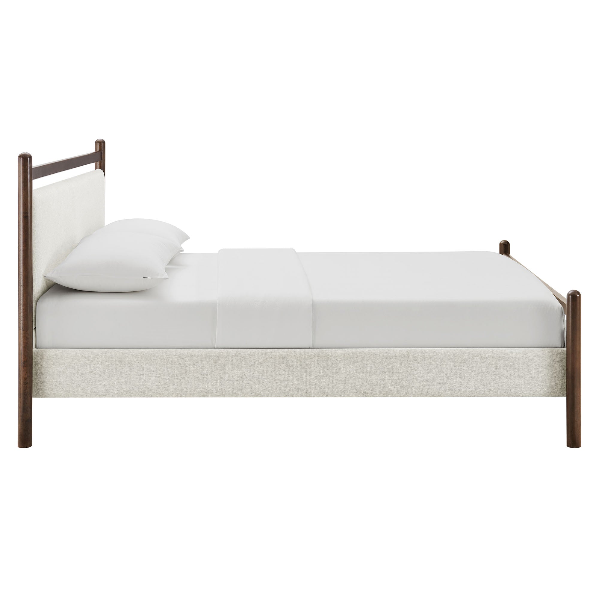 Ginny Queen Size Platform Bed Frame, Wenge Heathered Ivory