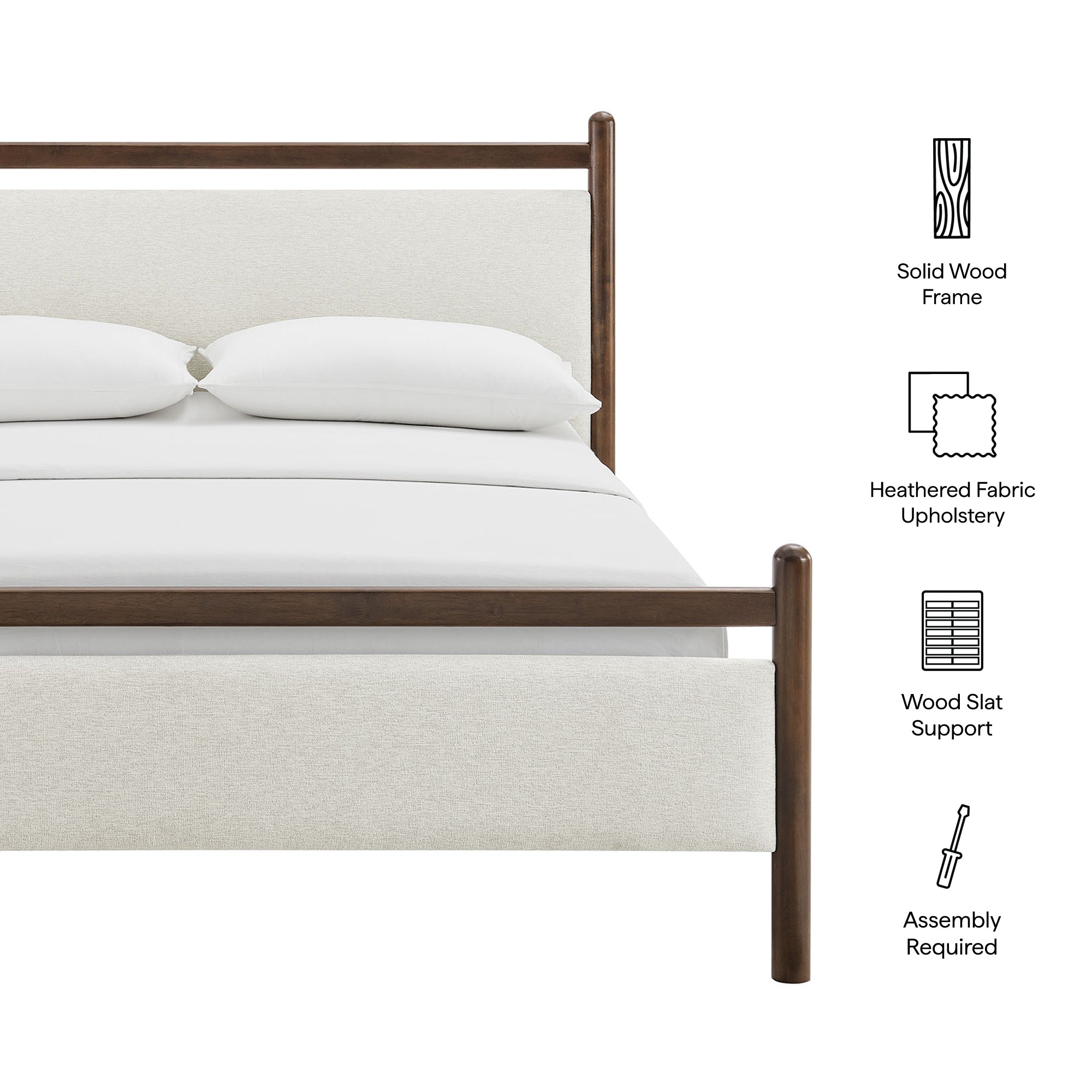 Ginny Queen Size Platform Bed Frame, Wenge Heathered Ivory