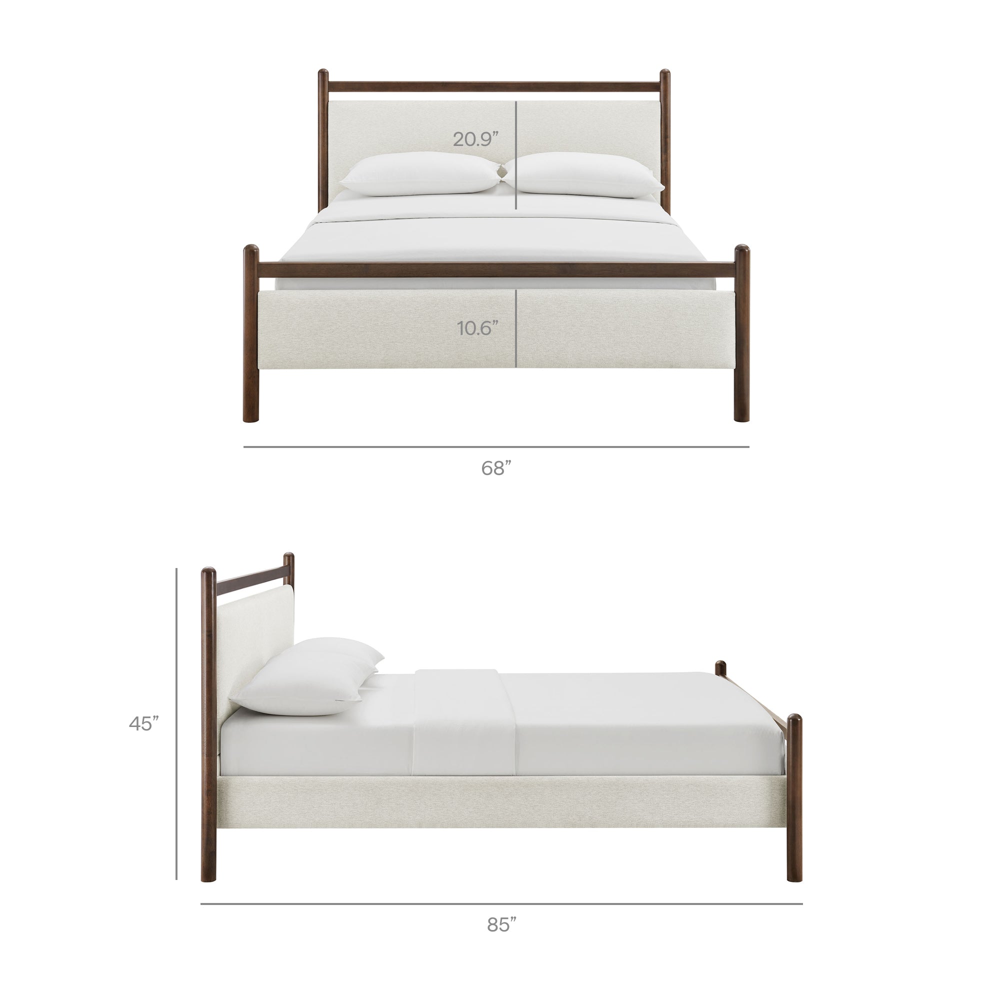 Ginny Queen Size Platform Bed Frame, Wenge Heathered Ivory