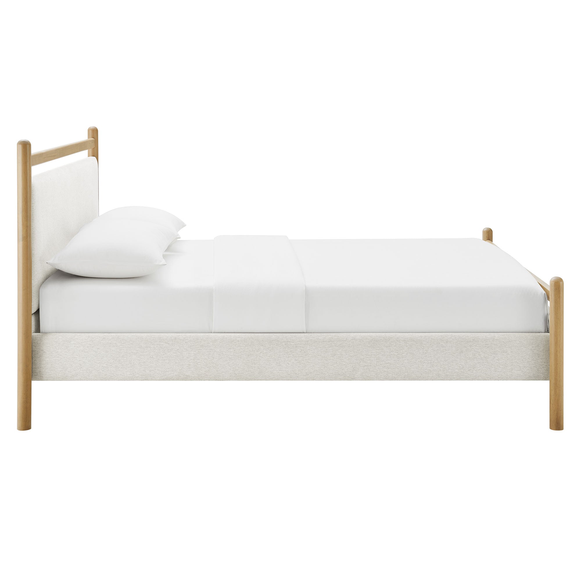 Ginny King Size Platform Bed Frame, Light Oak Heathered Ivory
