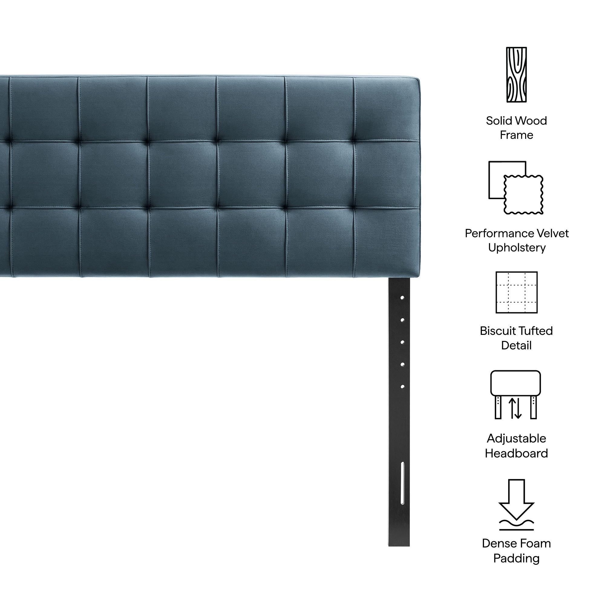 Lily Stain-Resistant Performance Velvet Full Size Headboard, Cadet Blue