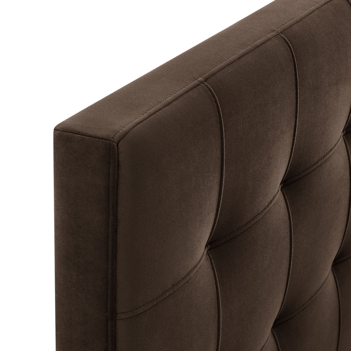 Lily Stain-Resistant Performance Velvet Queen Size Headboard, Chocolate Brown