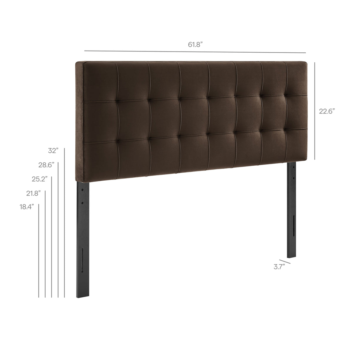 Lily Stain-Resistant Performance Velvet Queen Size Headboard, Chocolate Brown
