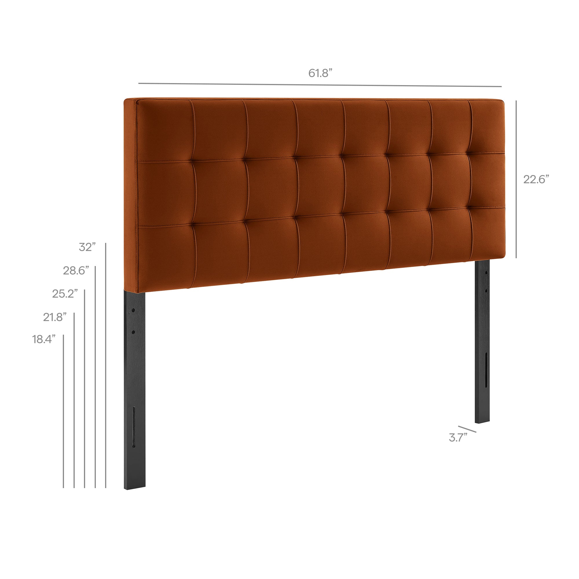 Lily Stain-Resistant Performance Velvet Queen Size Headboard, Rust