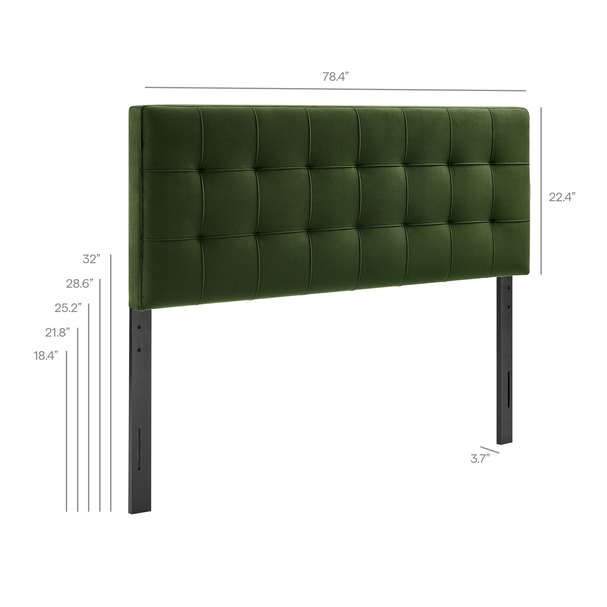 Lily Stain-Resistant Performance Velvet King Size Headboard, Moss Green