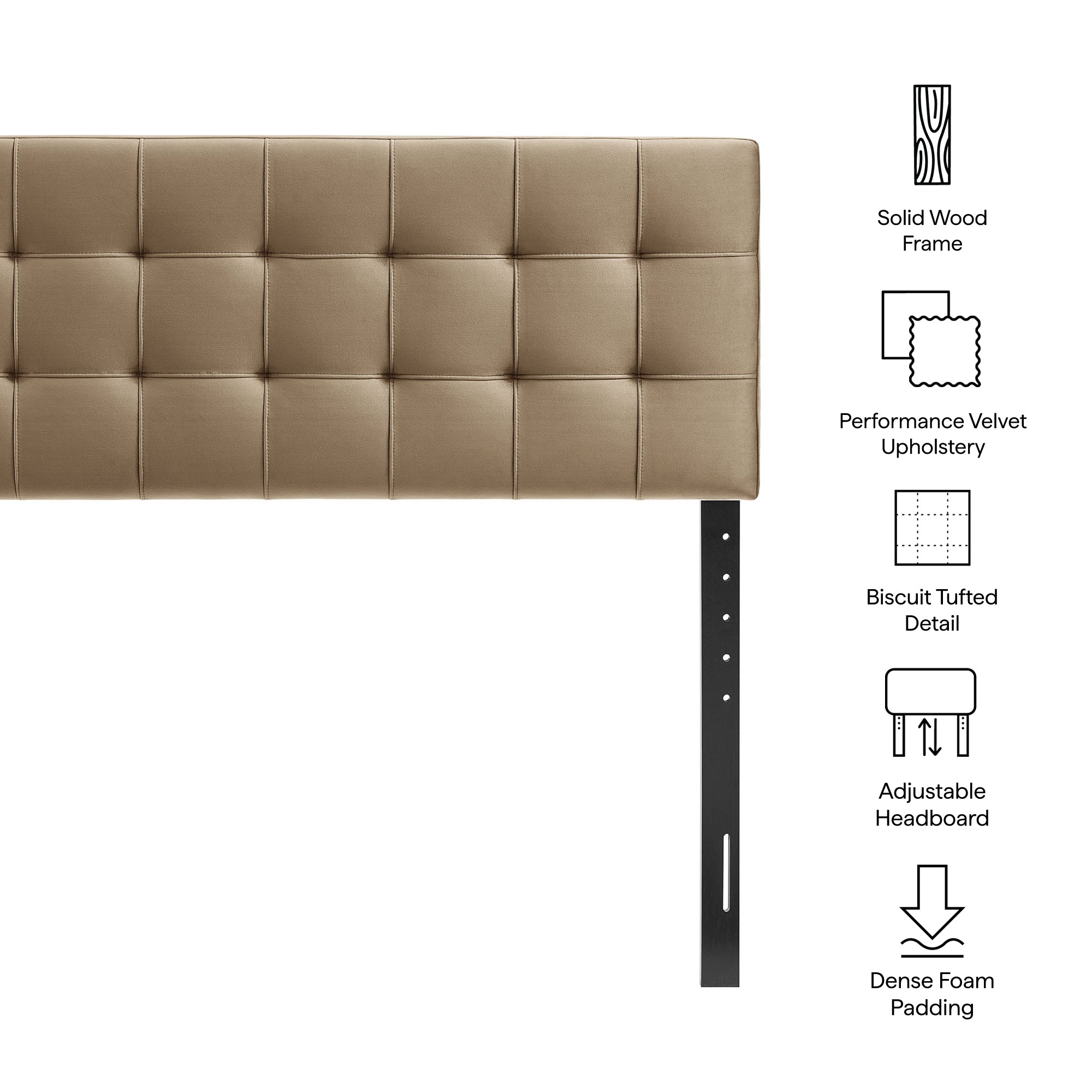 Lily Stain-Resistant Performance Velvet King Size Headboard, Taupe