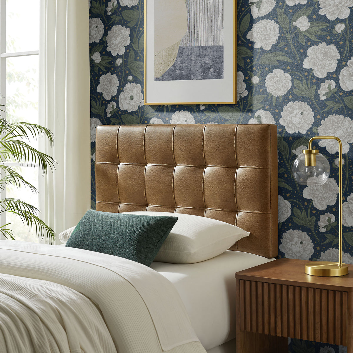 Lily Vegan Leather Twin Size Headboard, Toast