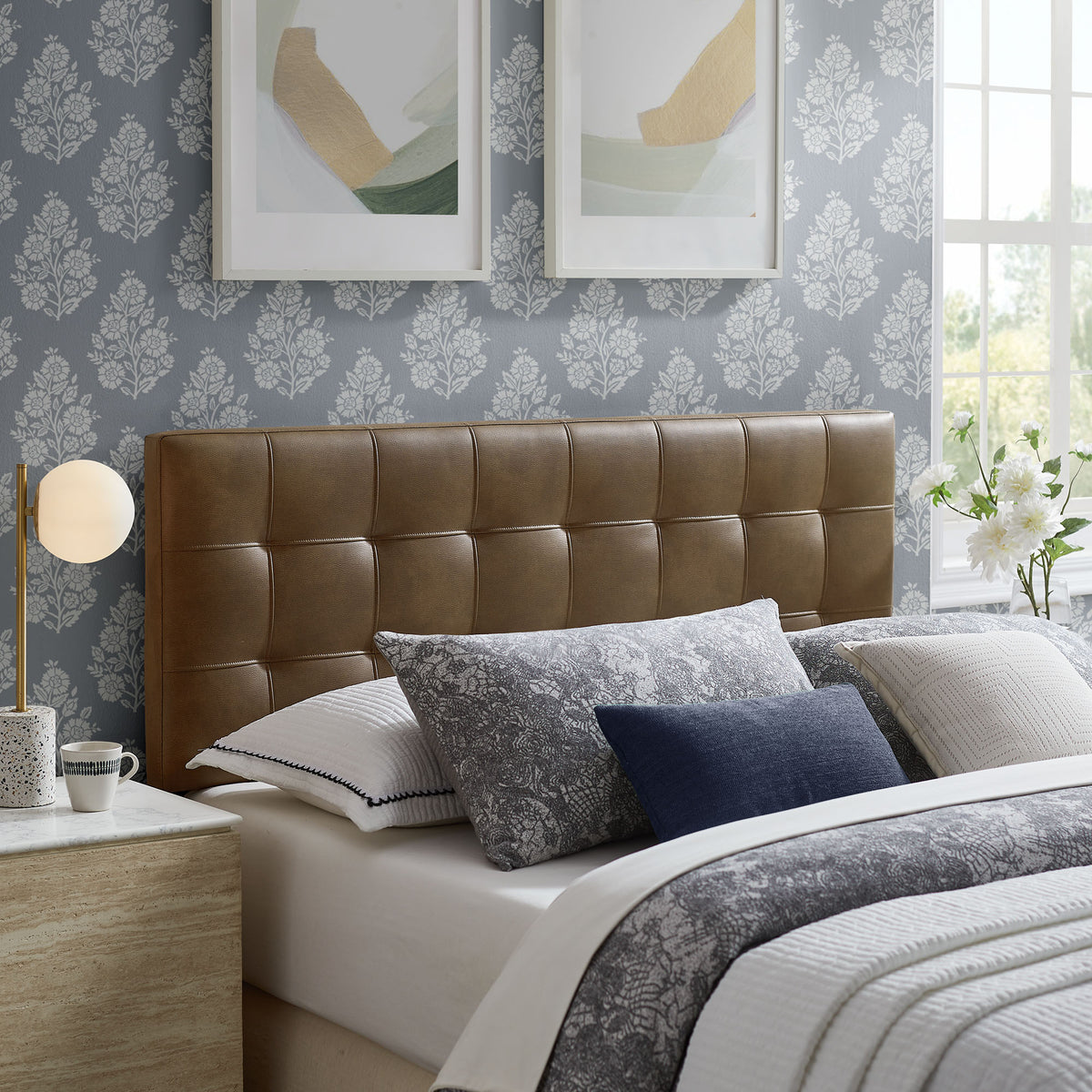 Lily Vegan Leather King Size Headboard, Mushroom
