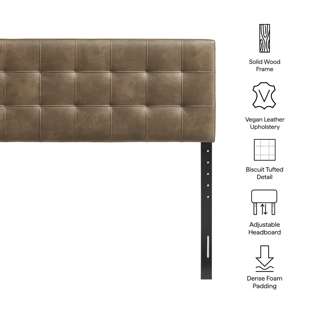 Lily Vegan Leather King Size Headboard, Mushroom