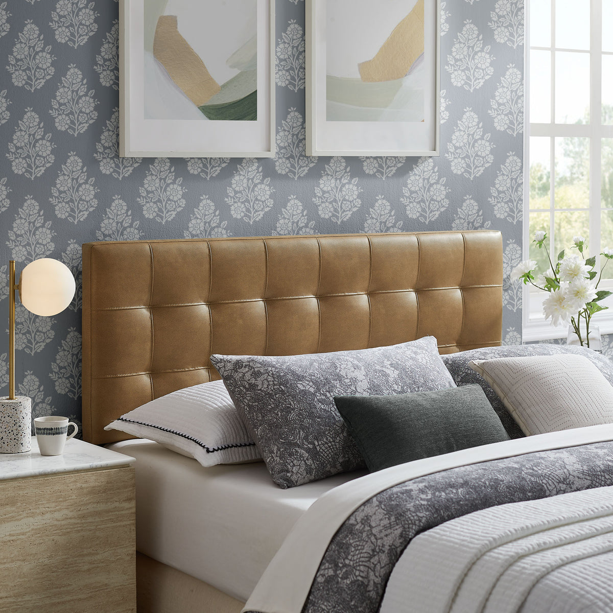 Lily Vegan Leather King Size Headboard, Toast