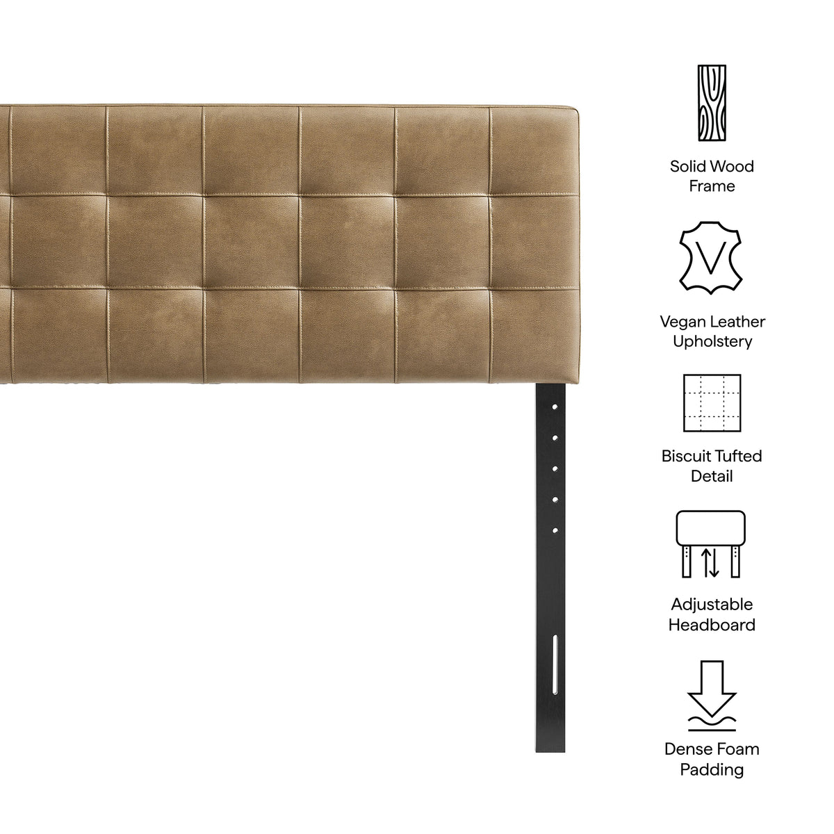 Lily Vegan Leather King Size Headboard, Toast