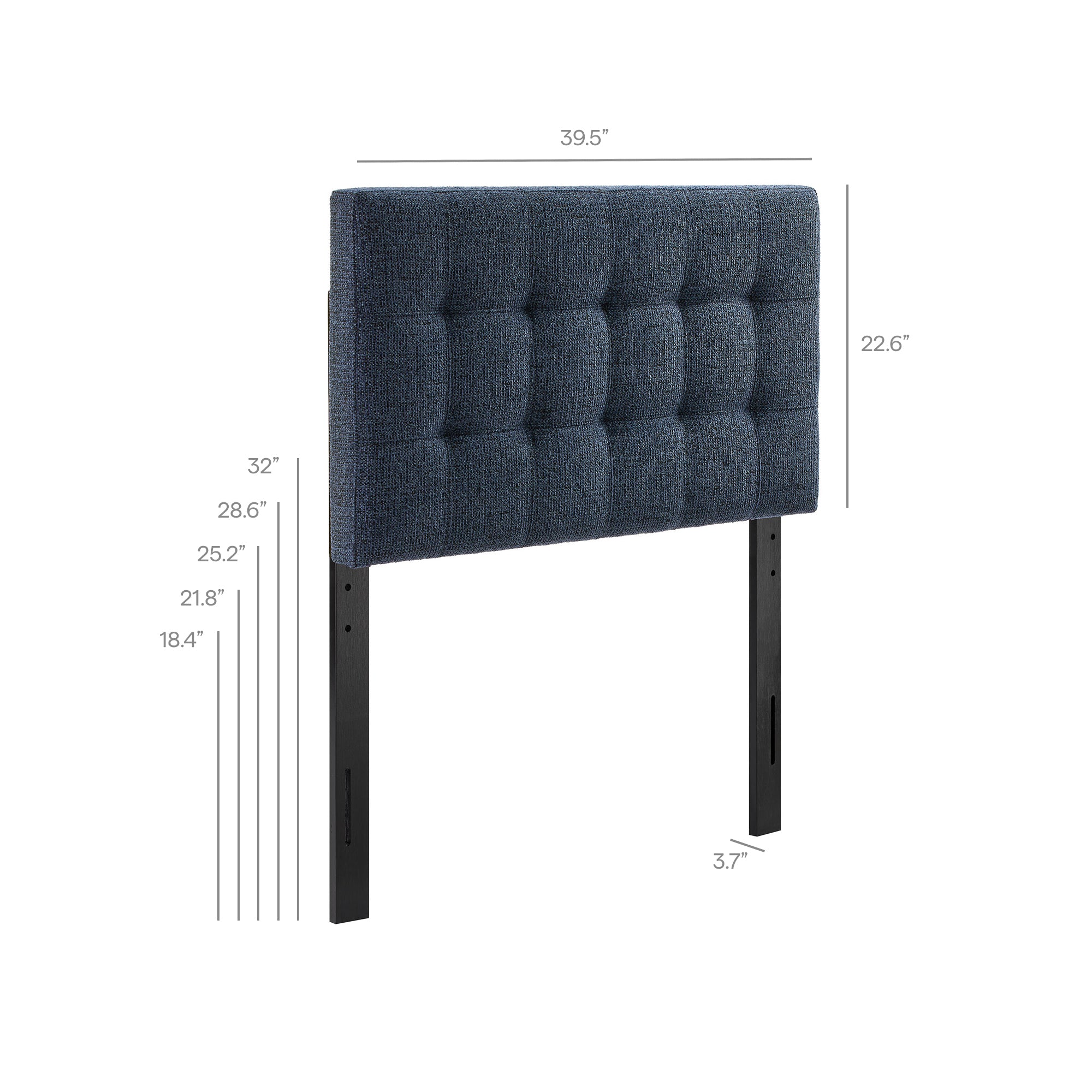 Lily Upholstered Twin Size Headboard, Navy Chenille