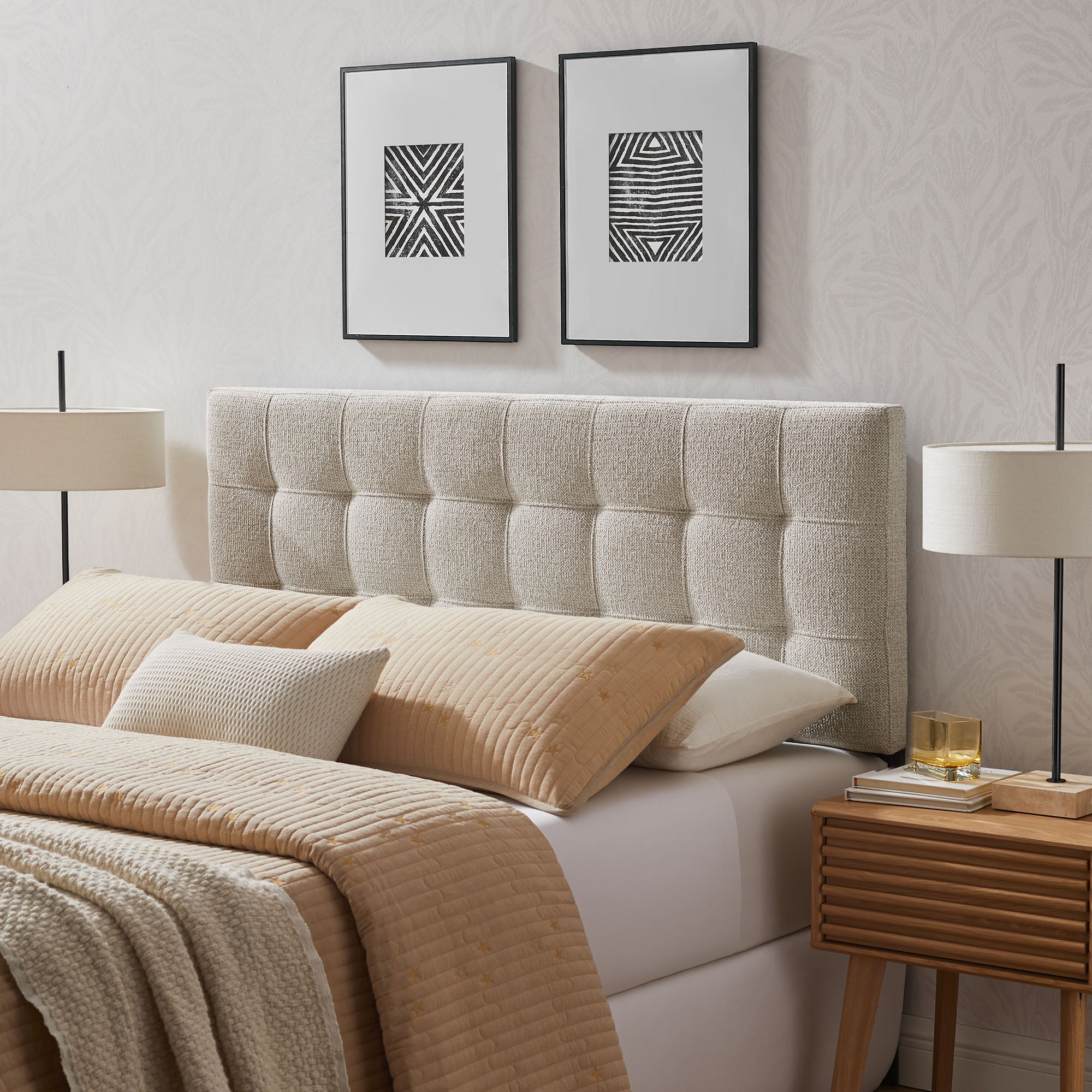 Lily Upholstered Full Size Headboard, Dove