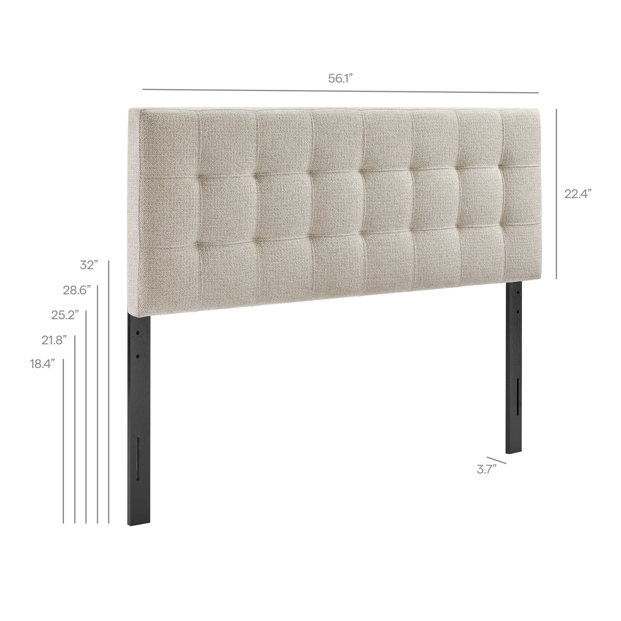 Lily Upholstered Full Size Headboard, Dove