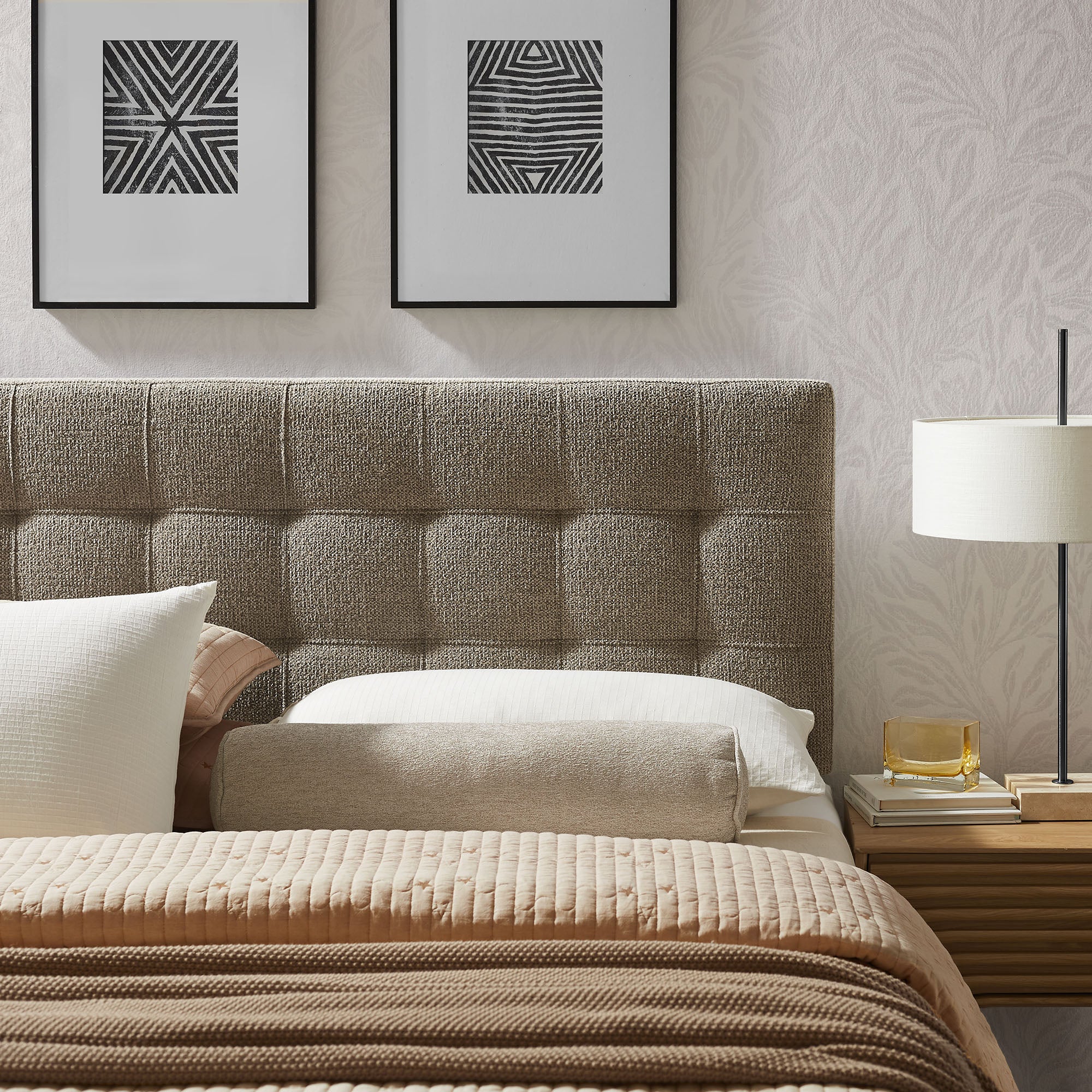 Lily Upholstered Full Size Headboard, Taupe
