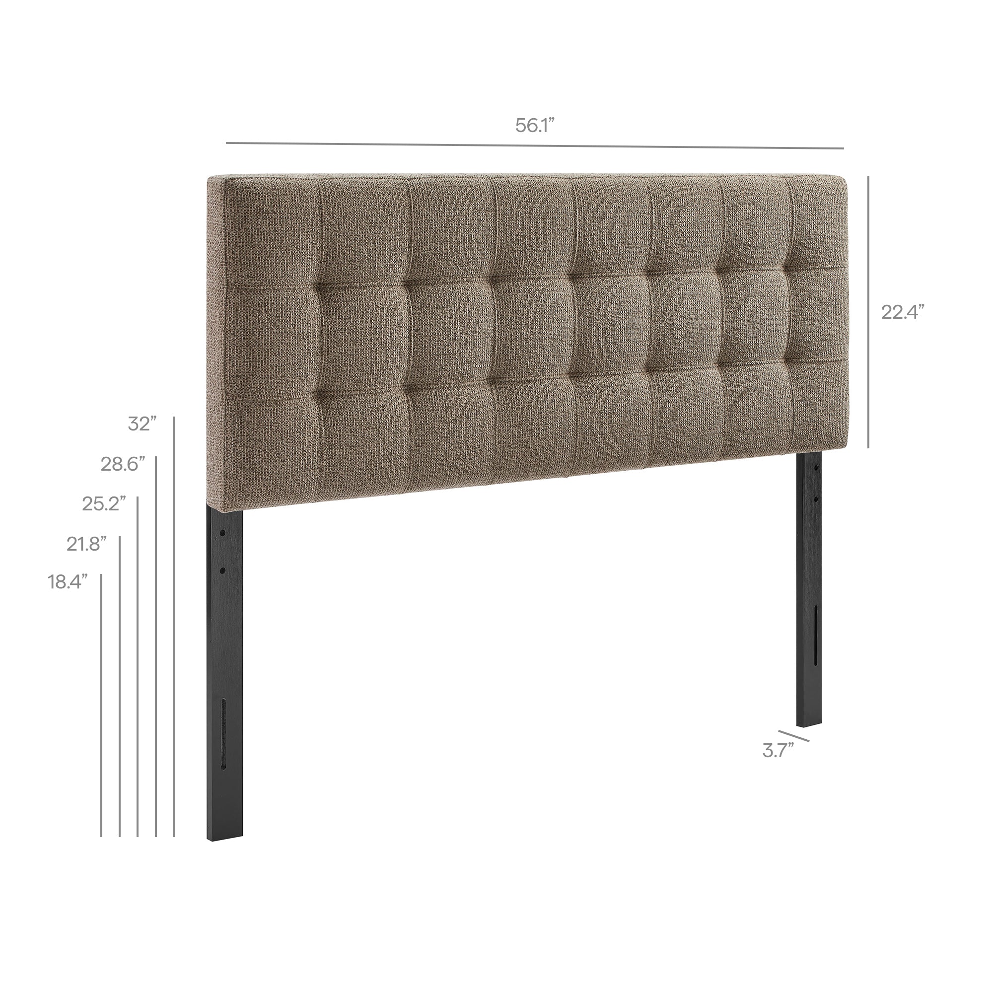 Lily Upholstered Full Size Headboard, Taupe
