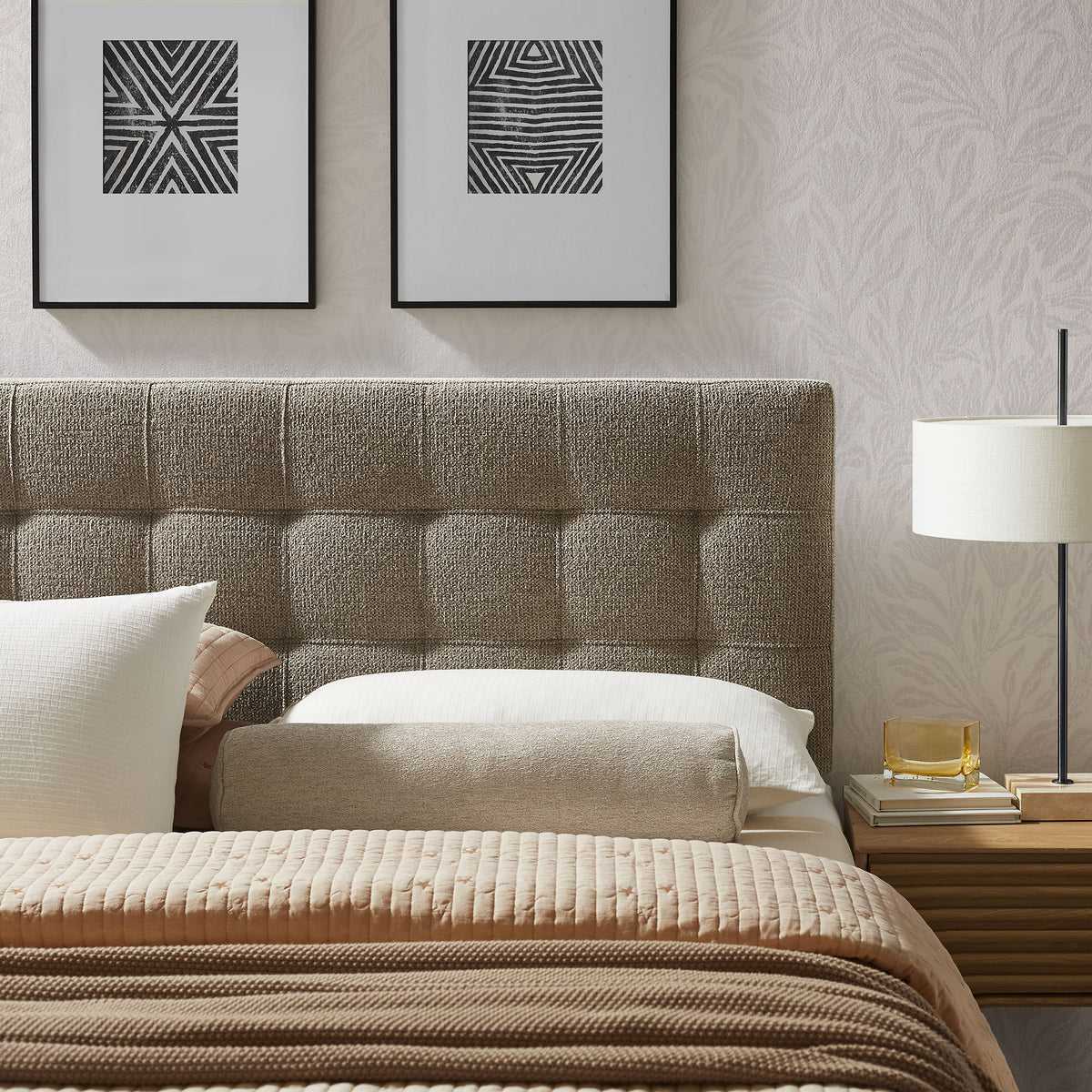 Lily Upholstered King Size Headboard, Taupe