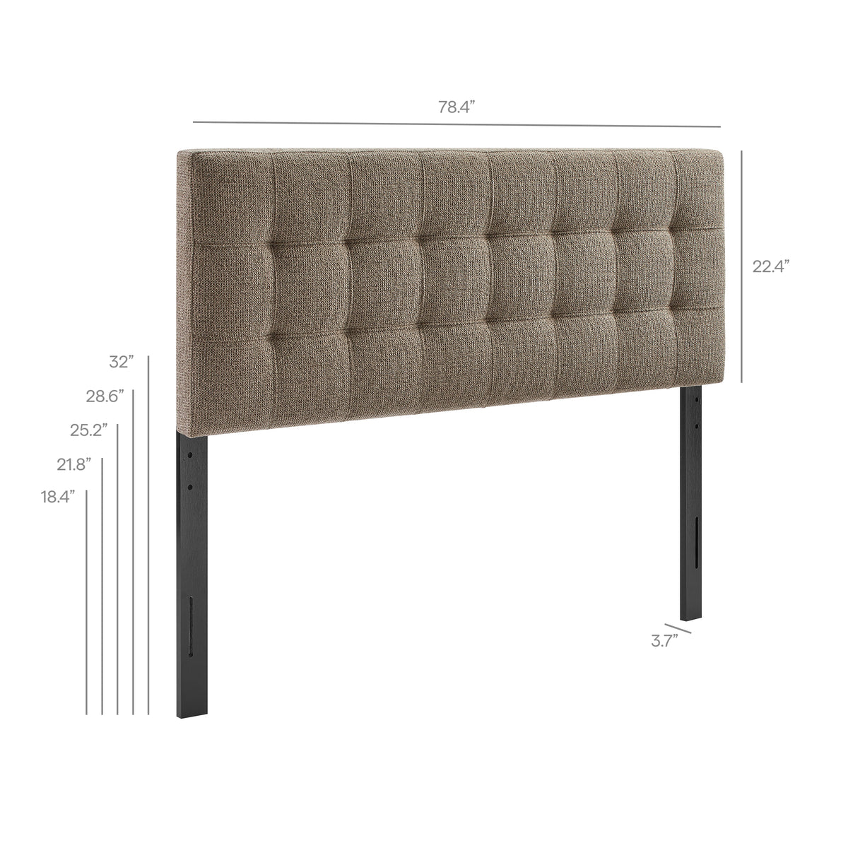 Lily Upholstered King Size Headboard, Taupe