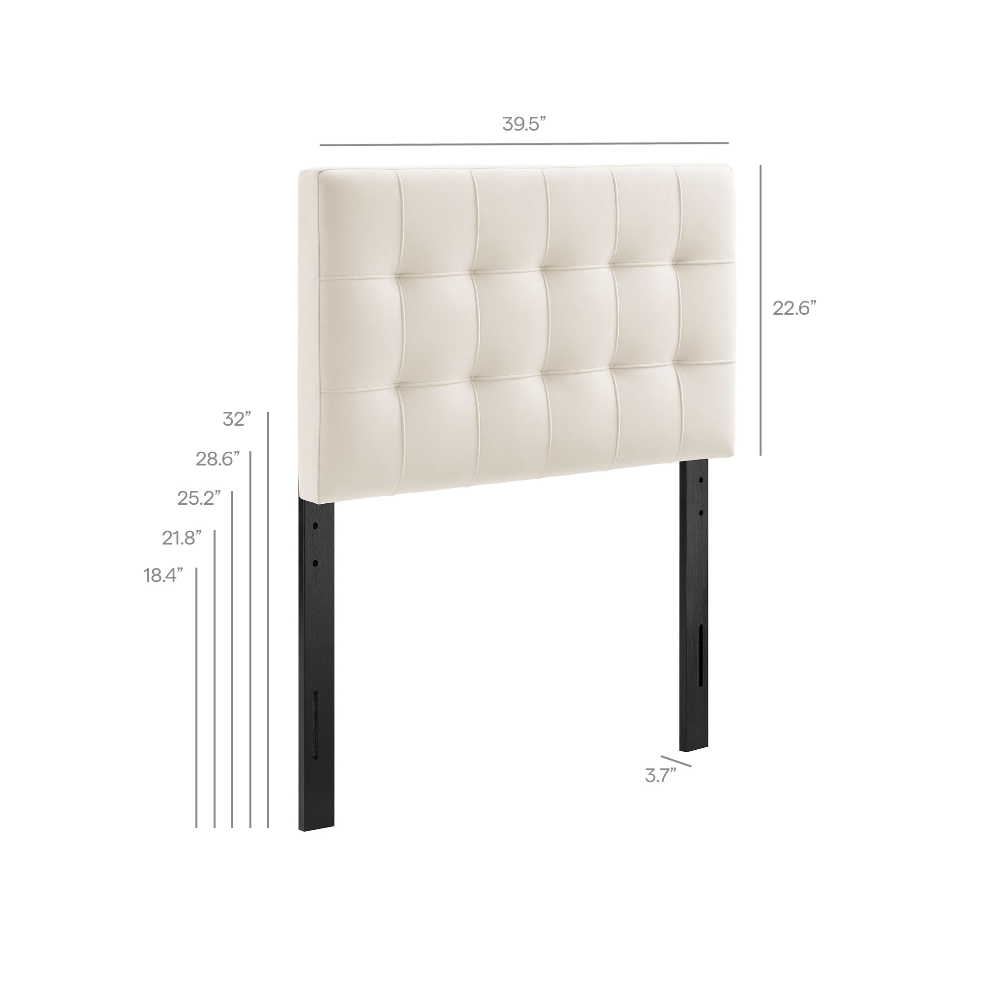 Lily Stain-Resistant Performance Velvet Twin Size Headboard, Alabaster