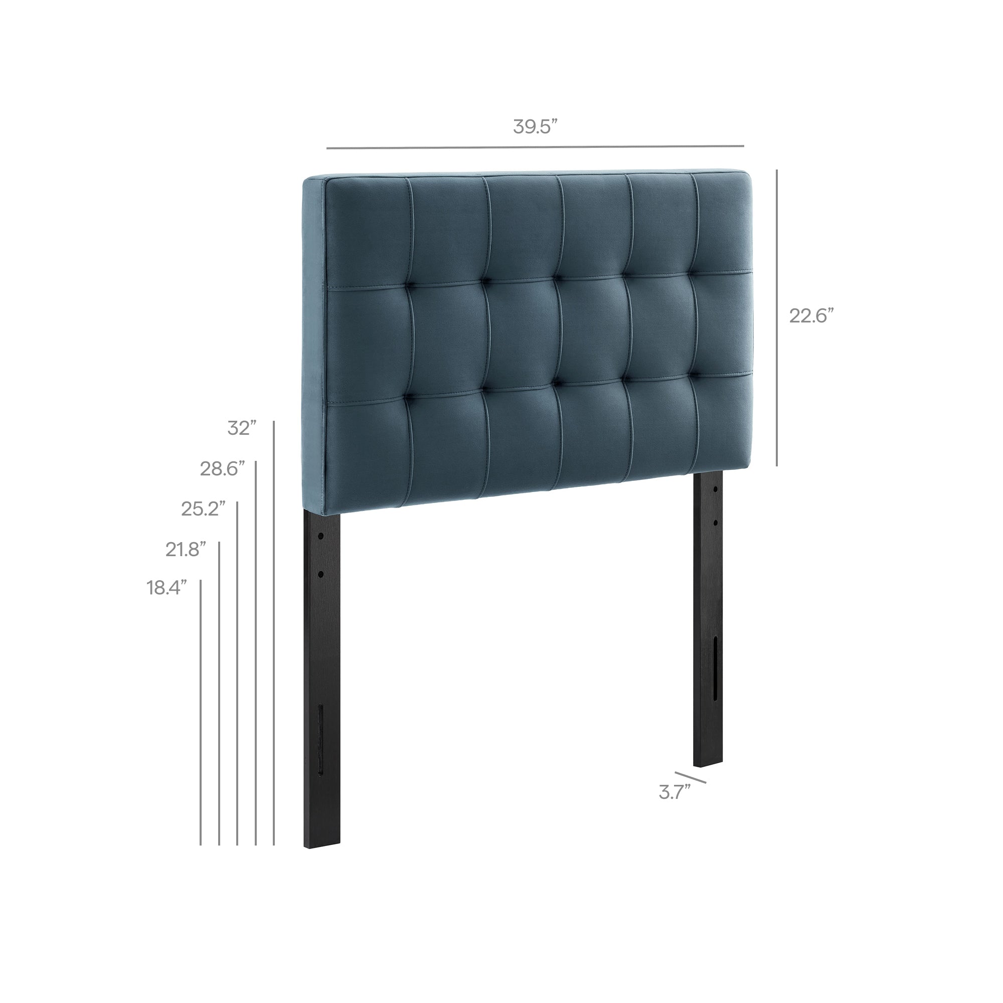 Lily Stain-Resistant Performance Velvet Twin Size Headboard, Cadet Blue