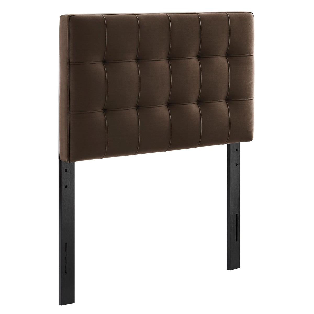 Lily Stain-Resistant Performance Velvet Twin Size Headboard, Chocolate Brown