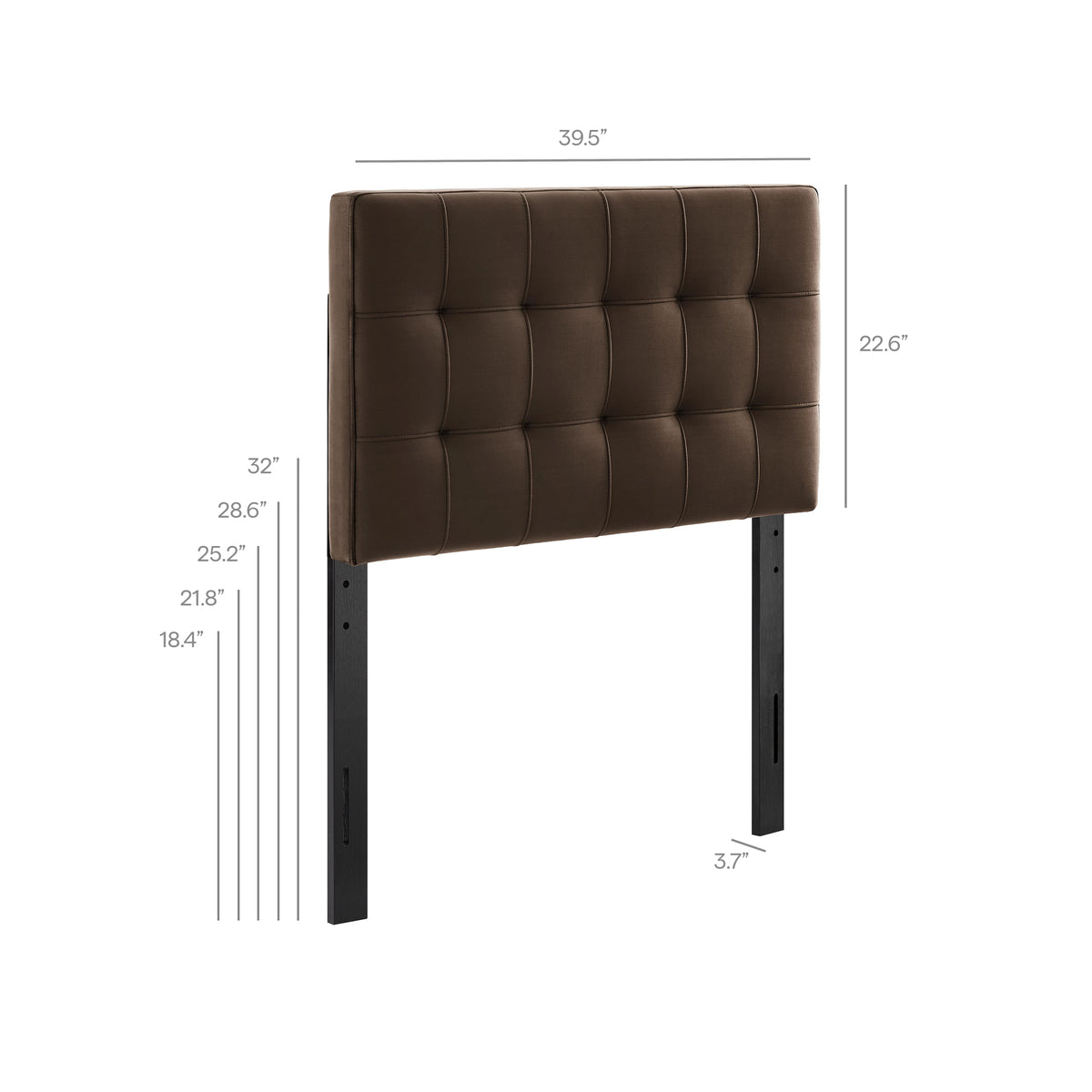 Lily Stain-Resistant Performance Velvet Twin Size Headboard, Chocolate Brown