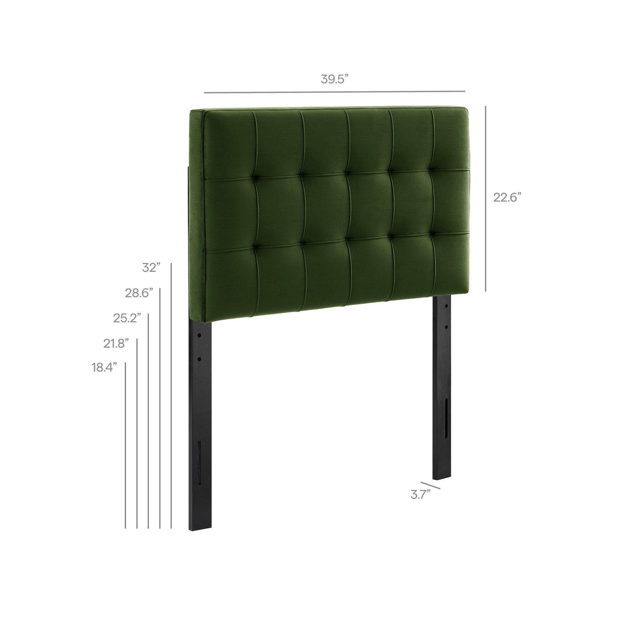 Lily Stain-Resistant Performance Velvet Twin Size Headboard, Moss Green
