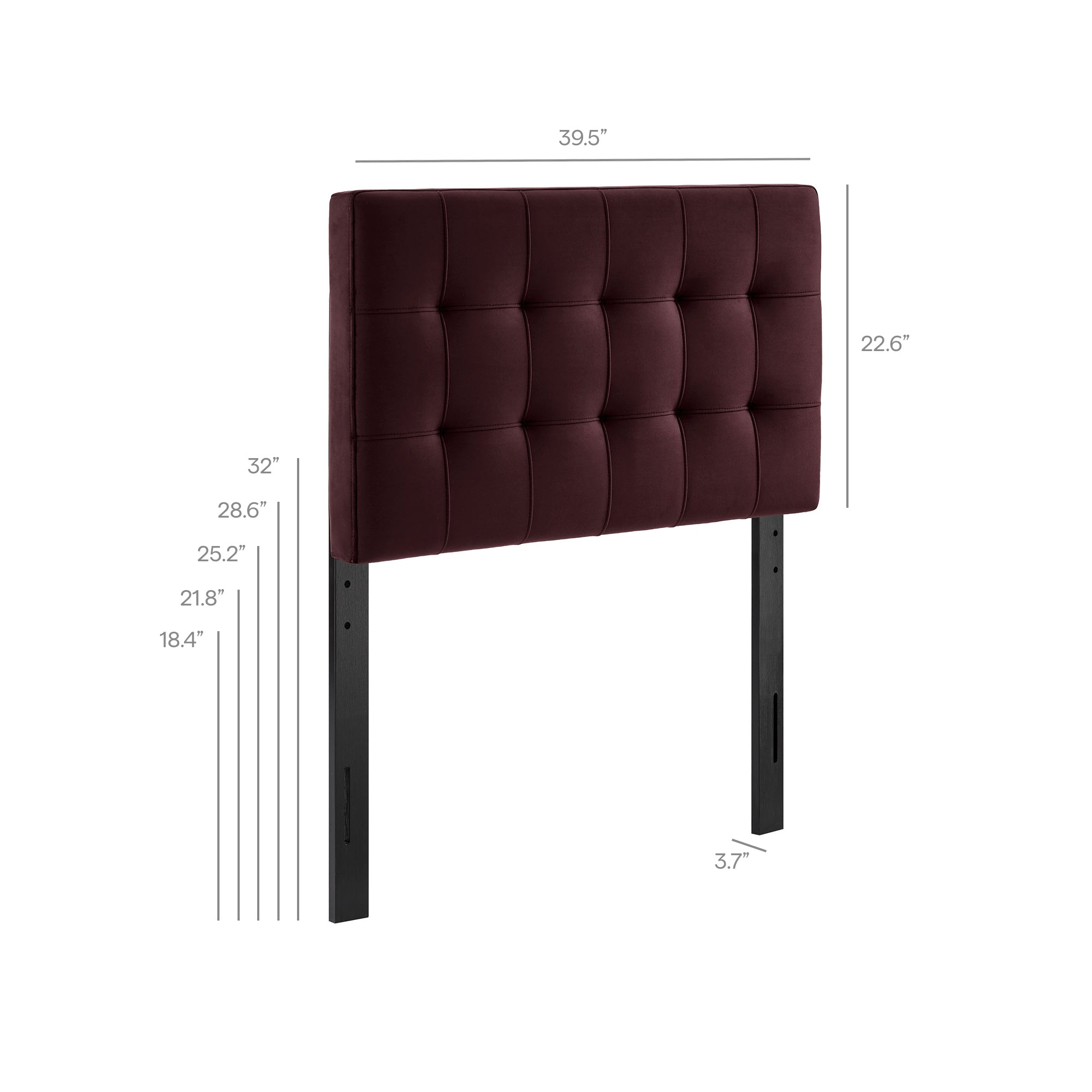 Lily Stain-Resistant Performance Velvet Twin Size Headboard, Mulberry