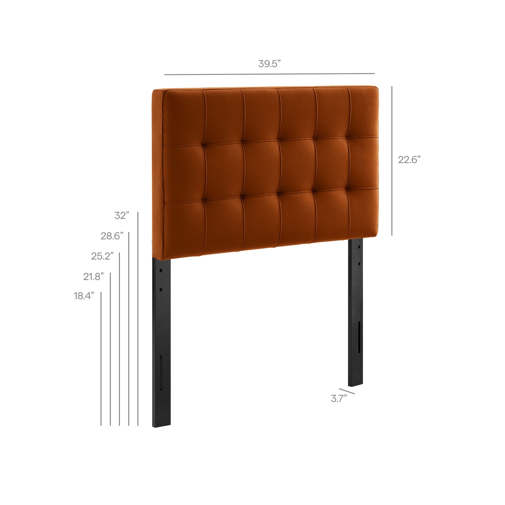 Lily Stain-Resistant Performance Velvet Twin Size Headboard, Rust