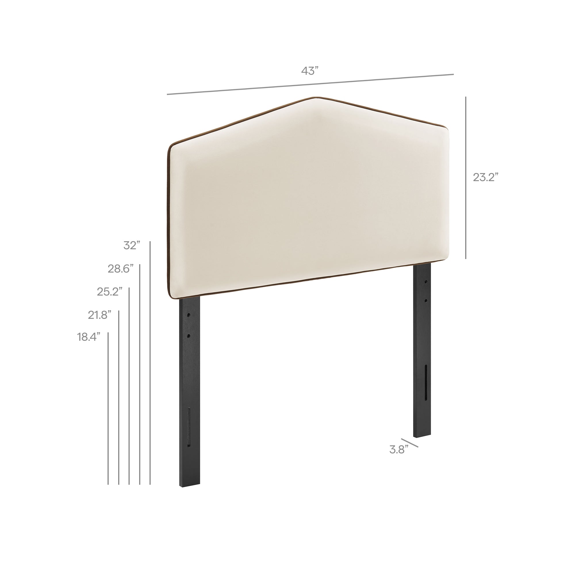 Cosette Performance Velvet Twin Size Headboard, Alabaster