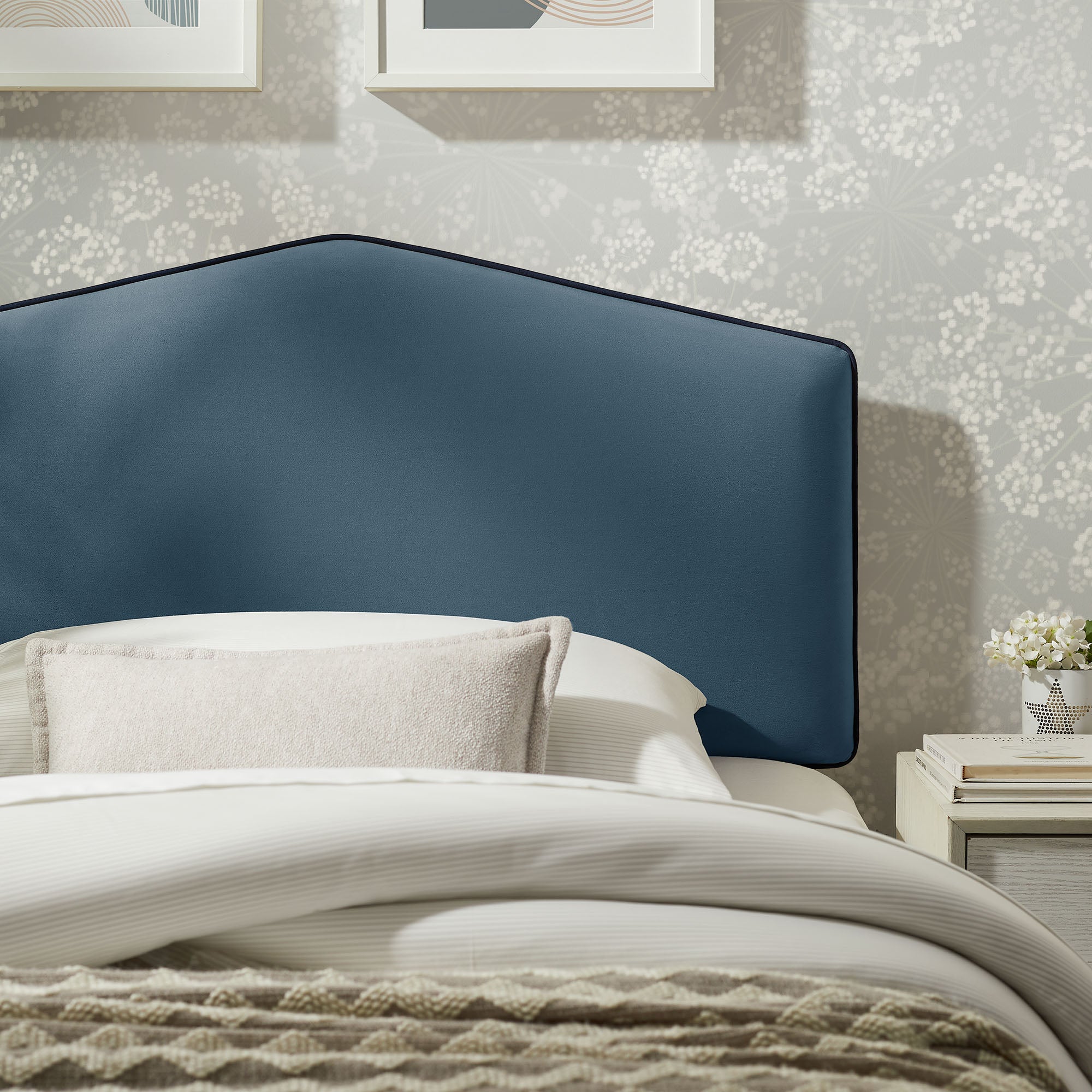 Cosette Performance Velvet Twin Size Headboard, Cadet Blue