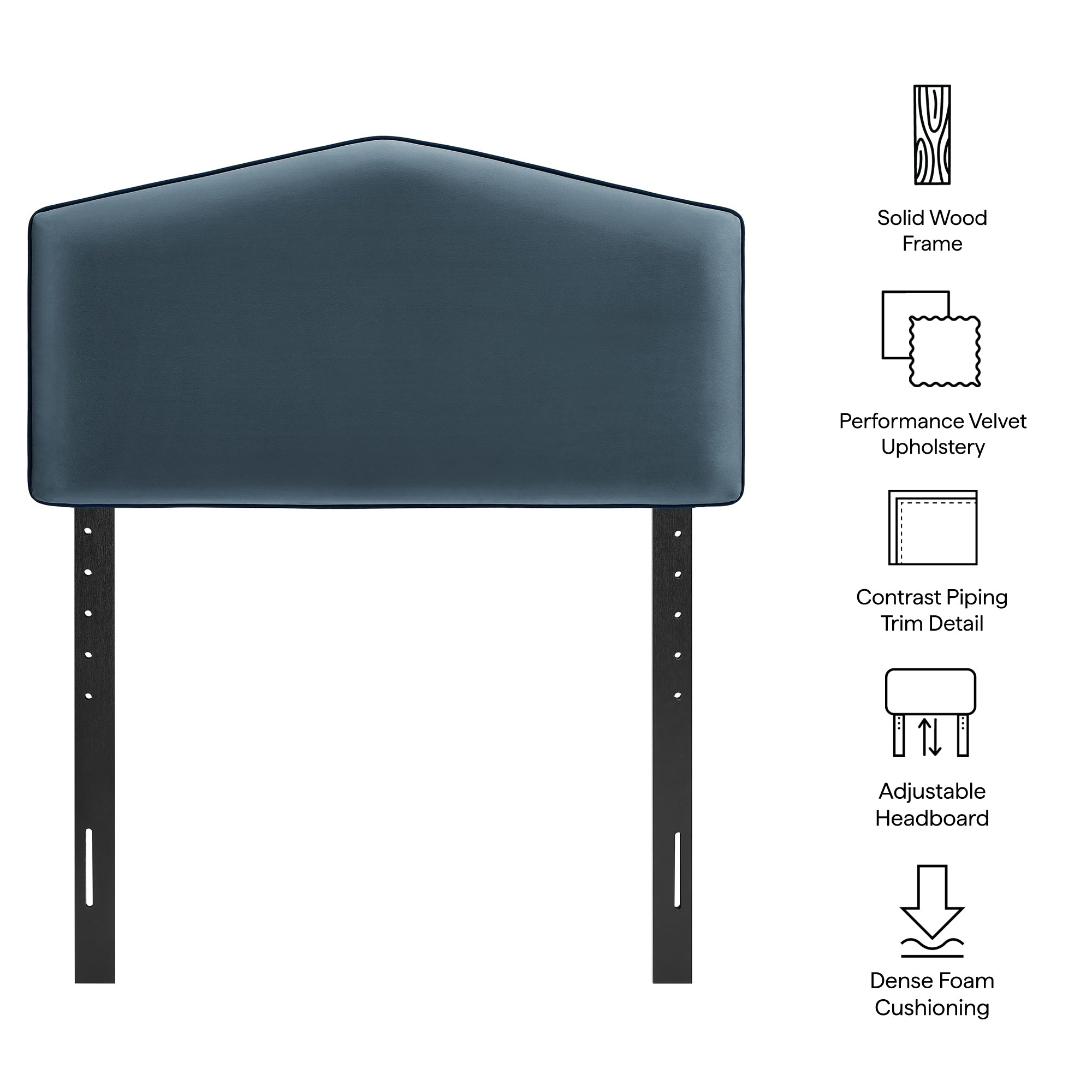 Cosette Performance Velvet Twin Size Headboard, Cadet Blue