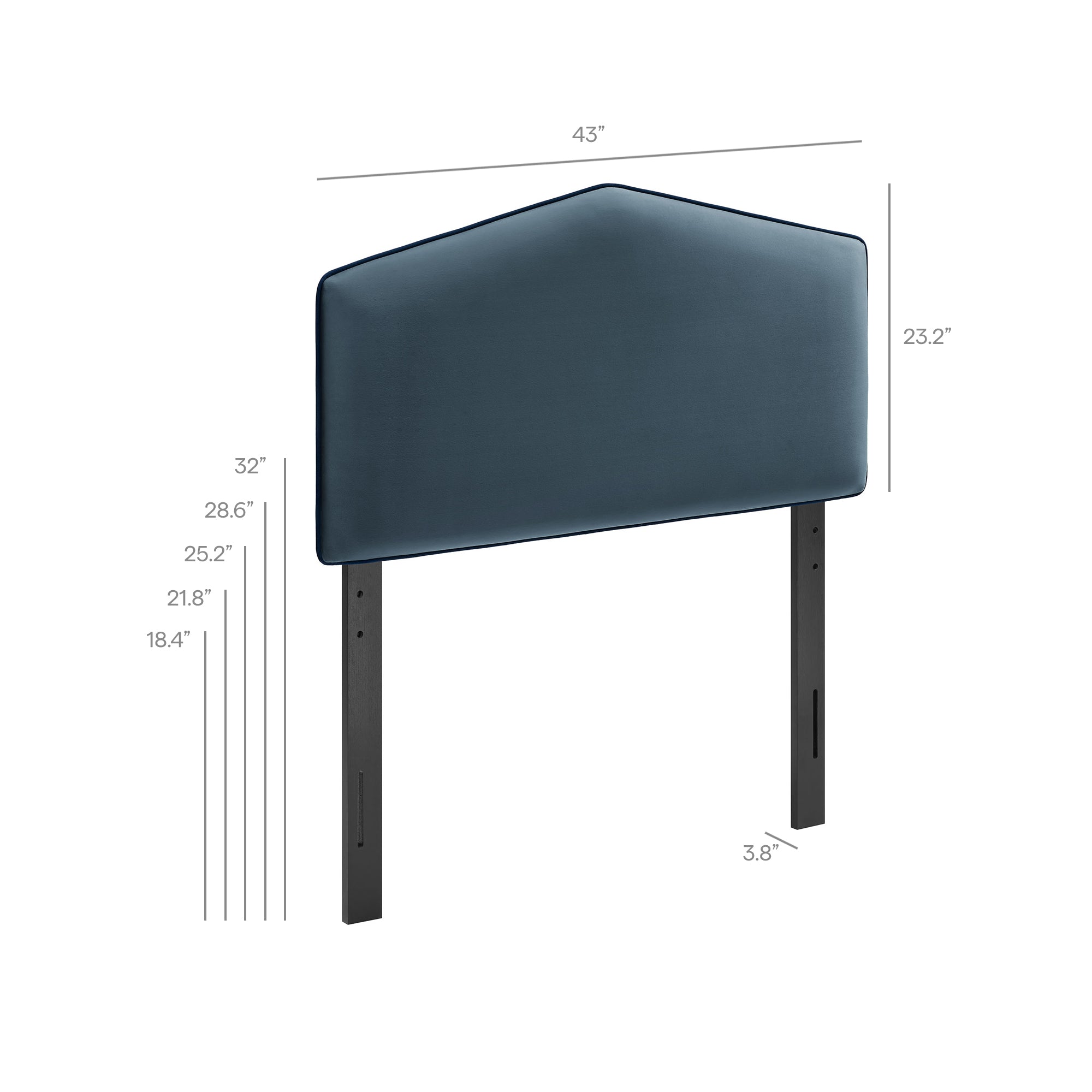 Cosette Performance Velvet Twin Size Headboard, Cadet Blue
