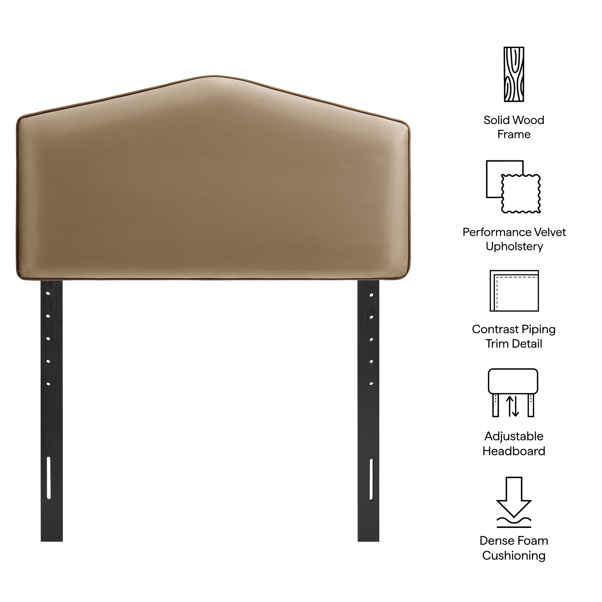 Cosette Performance Velvet Twin Size Headboard, Taupe