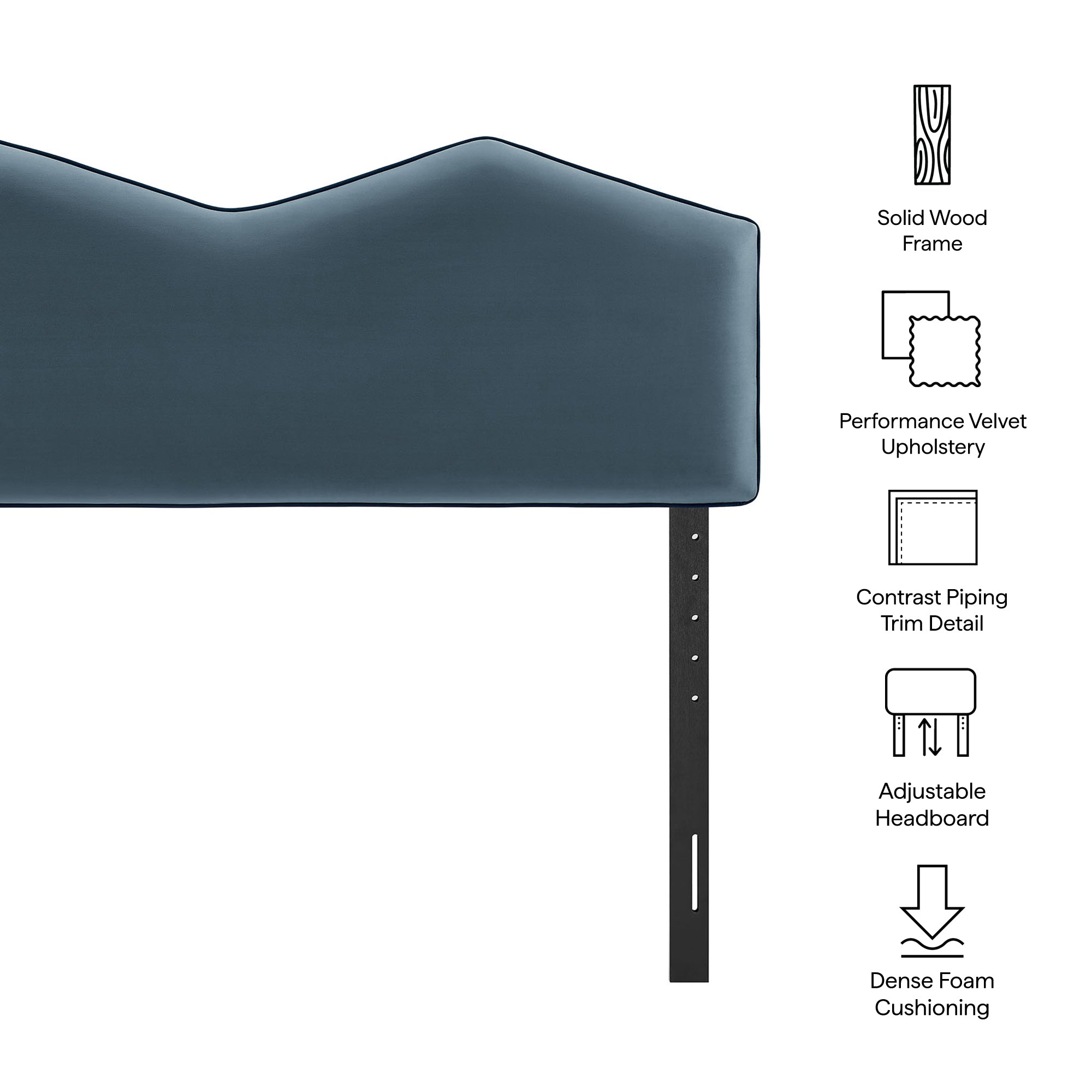 Cosette Performance Velvet Queen Size Headboard, Cadet Blue