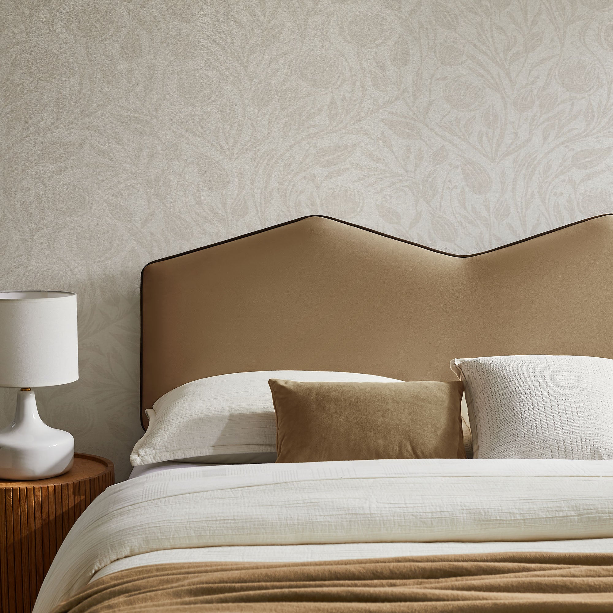 Cosette Performance Velvet Queen Size Headboard, Taupe