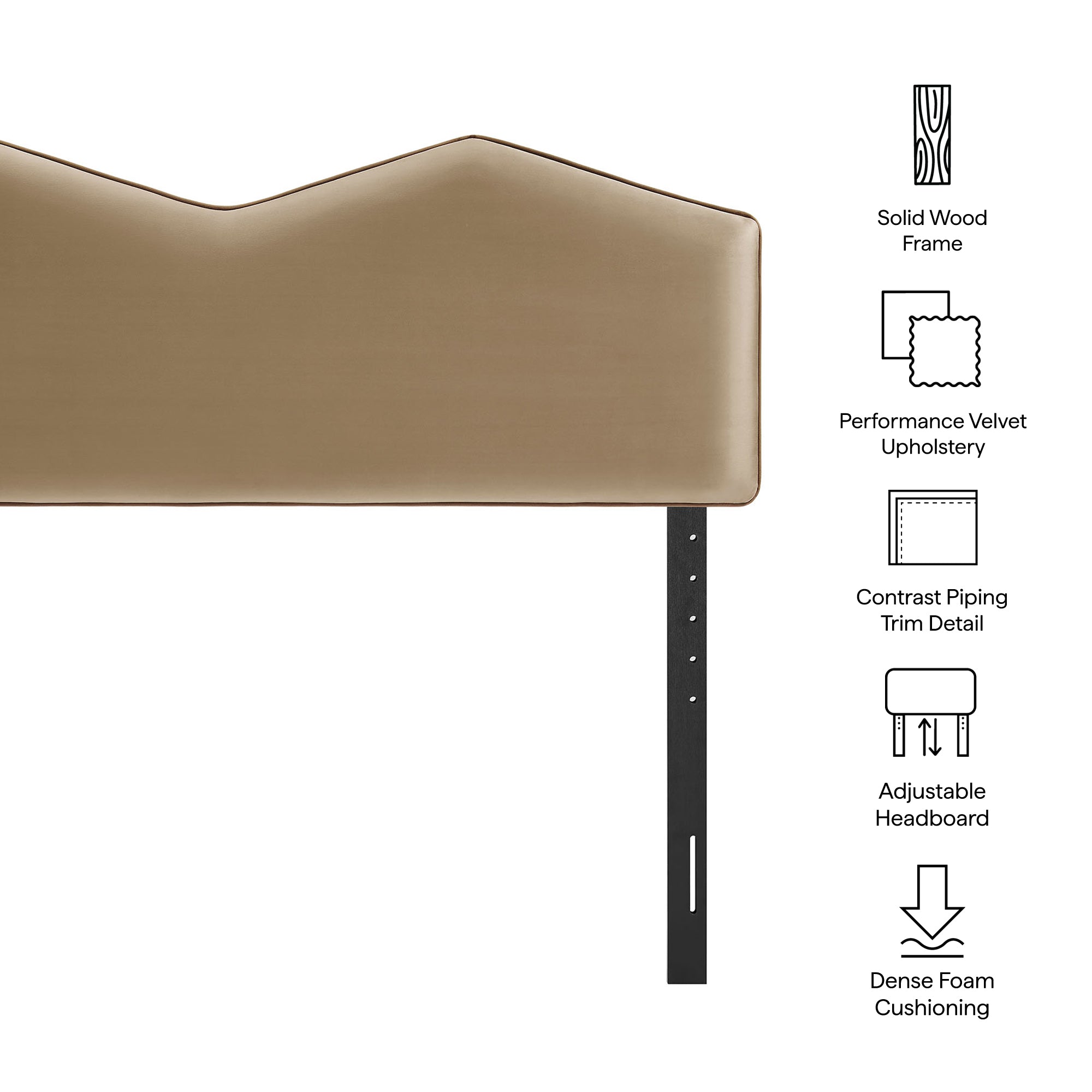 Cosette Performance Velvet Queen Size Headboard, Taupe
